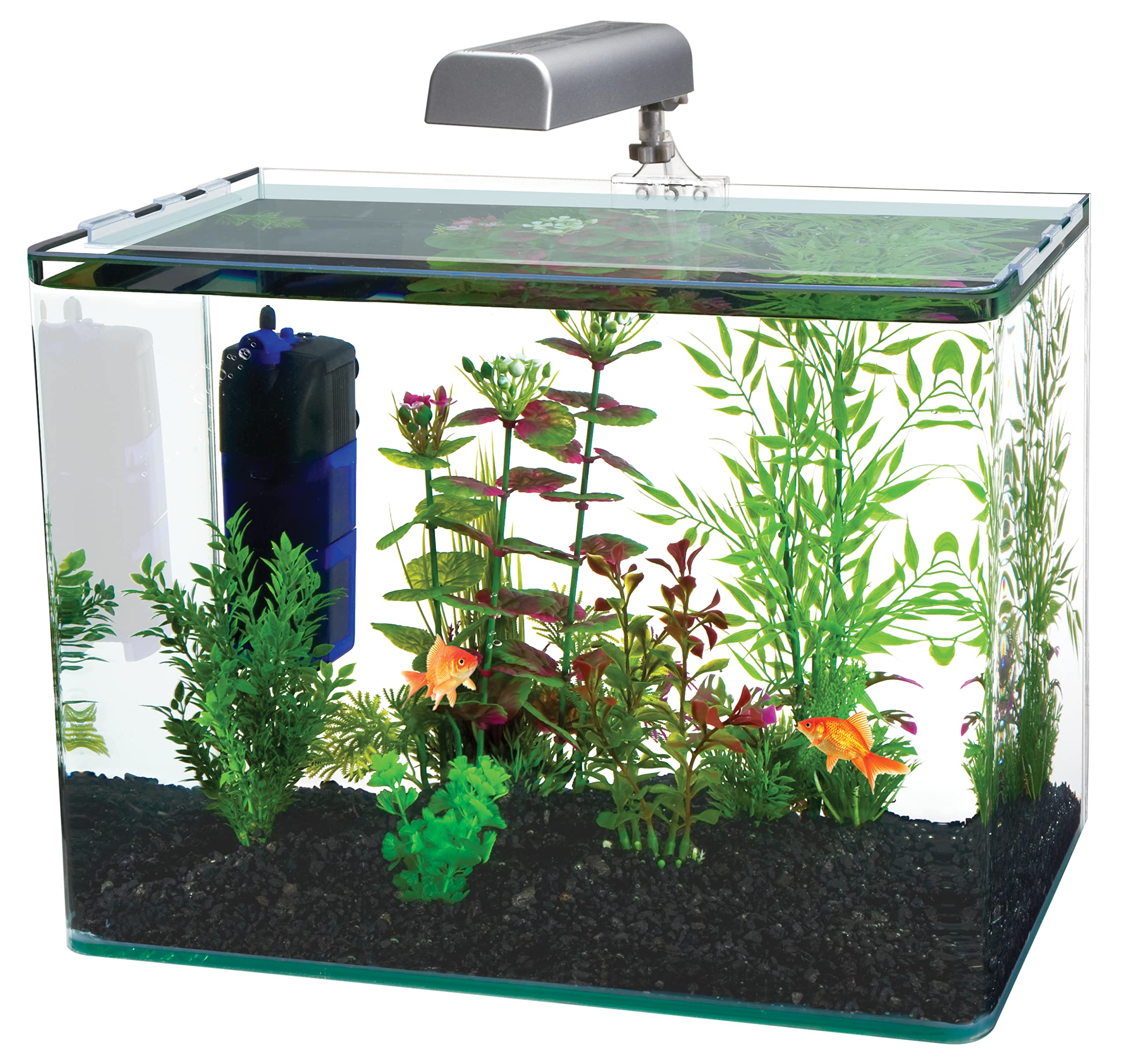 PENN-PLAX Water-World Radius Desktop Nano Aquarium Kit - Come with LED Light, Internal Filter, and Mat - Perfect for Shrimp and 