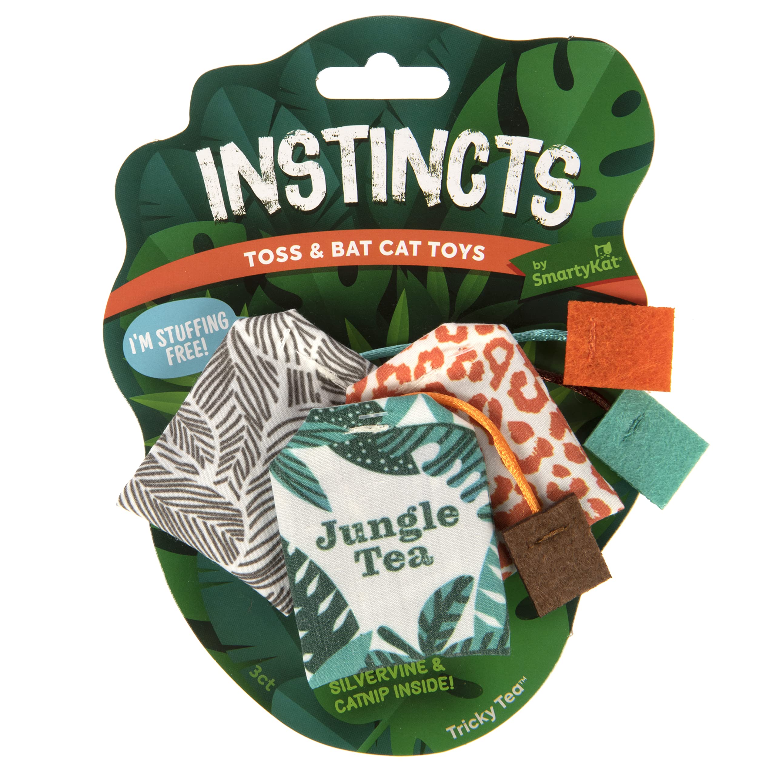 Smartykat Instincts 3-Pack Happynip Tricky Tea Bags Cat Toys, Contains Catnip & Silvervine - Multicolor, 3-Pack