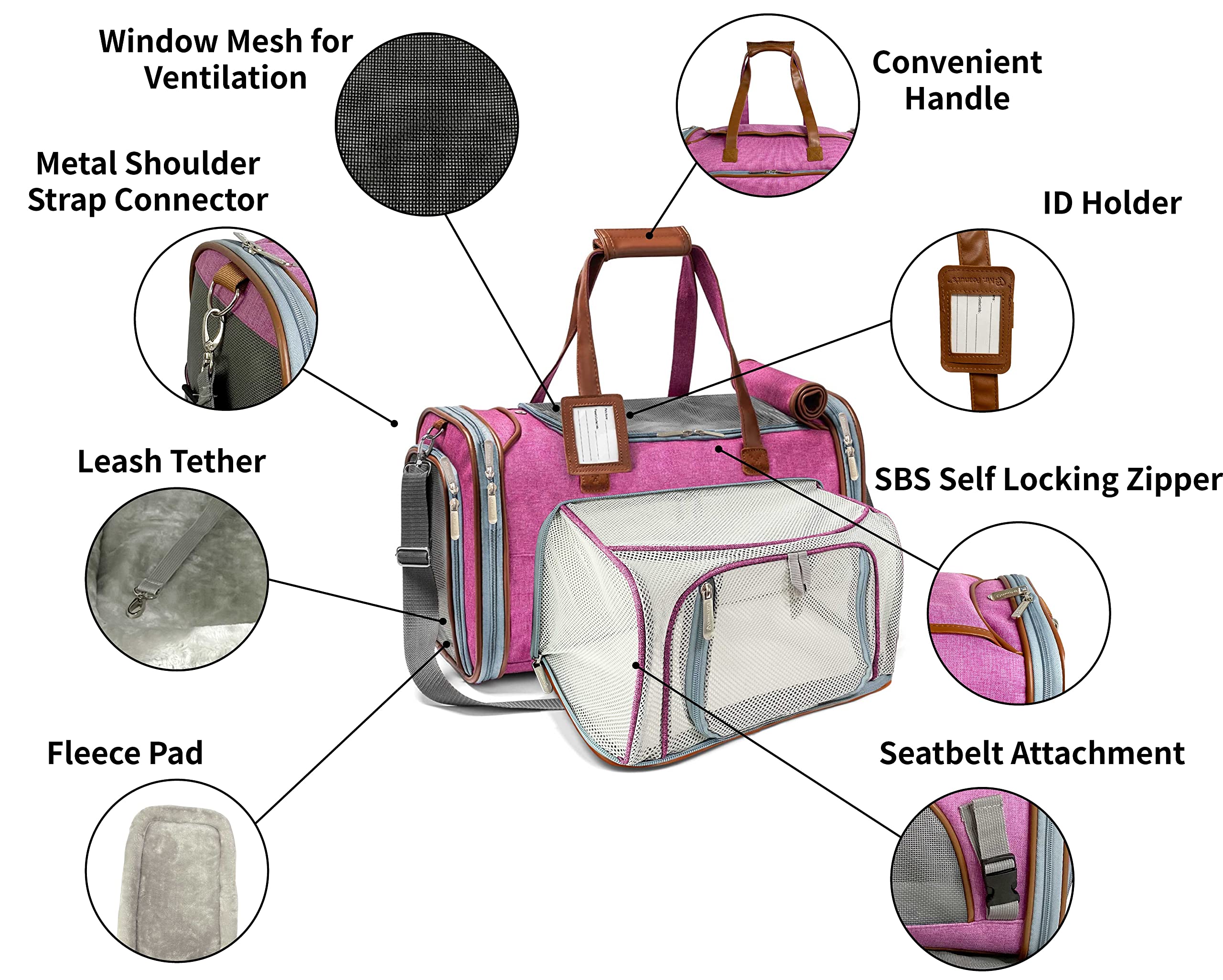 Mr. Peanut'S Gold Series Big Apple Xl Expandable Airline Capable Soft Sided Pet Carrier, Premium Brand Self Locking Zippers, Plu