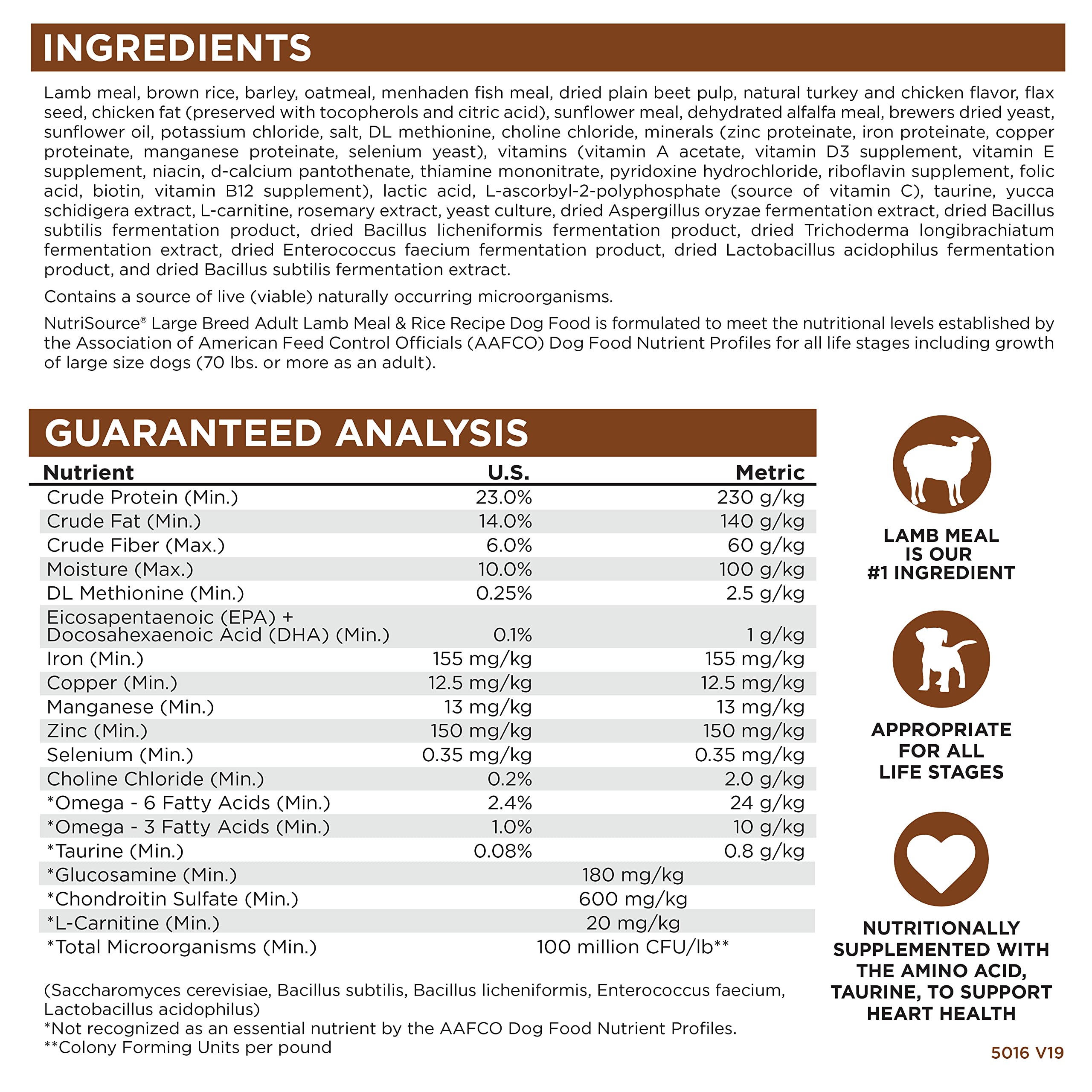 NutriSource Adult Dog Food, Made with Lamb Meal and Rice, Large Breed, with Wholesome Grains, 30LB, Dry Dog Food