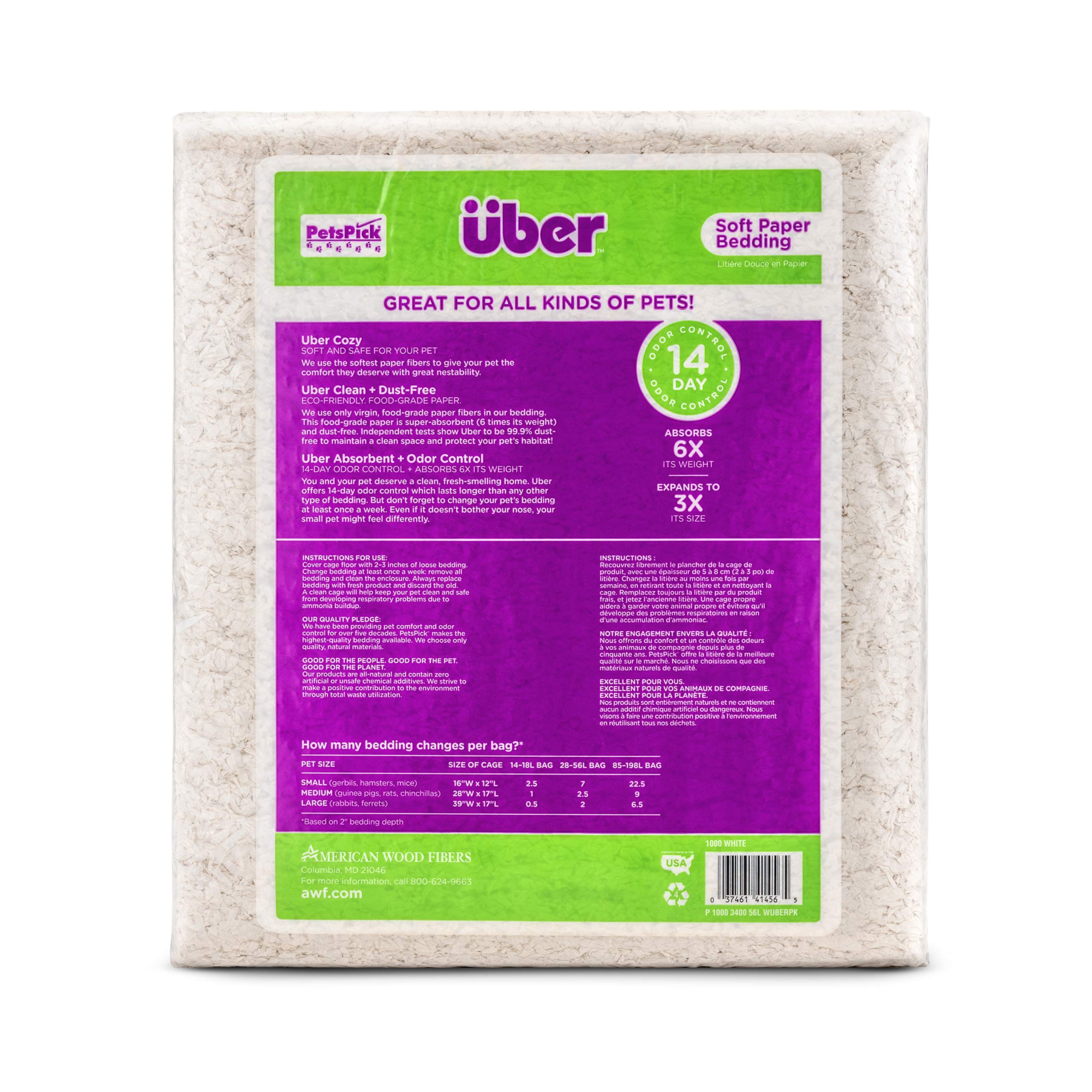 PETSPICK Uber Soft Paper Pet Bedding for Small Animals, White, 56L