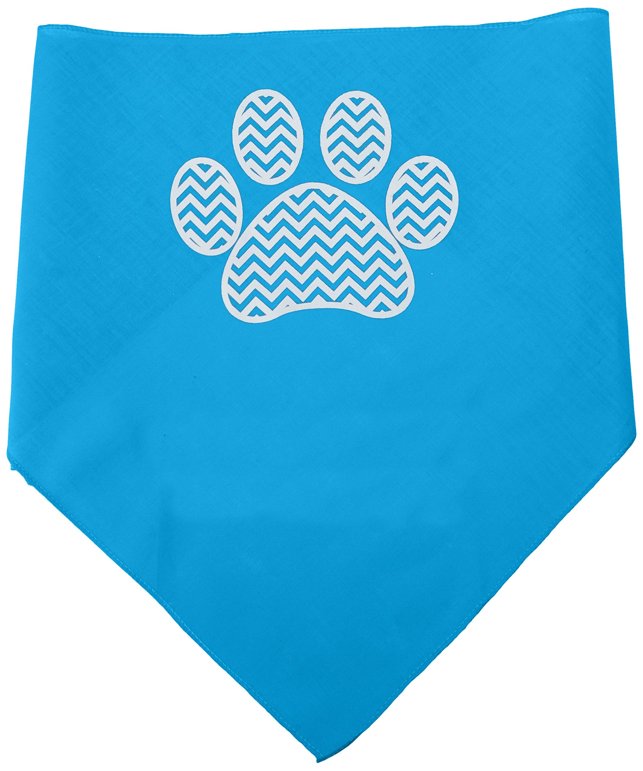 Mirage Pet Products Chevron Paw Screen Print Bandana, Turquoise, Large