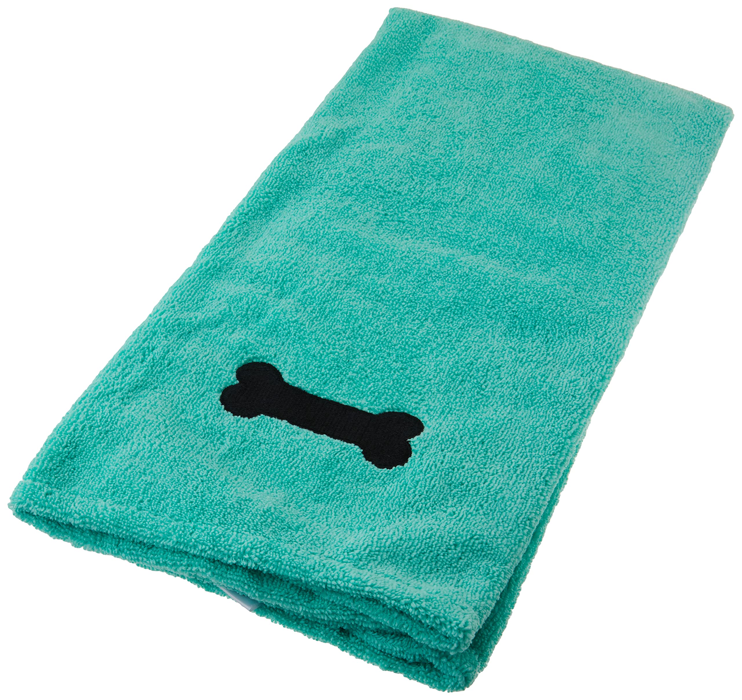 Bone Dry Embroidered Pet Grooming Towel Collection, Absorbent Microfiber X-Large, 41x23.5, Green