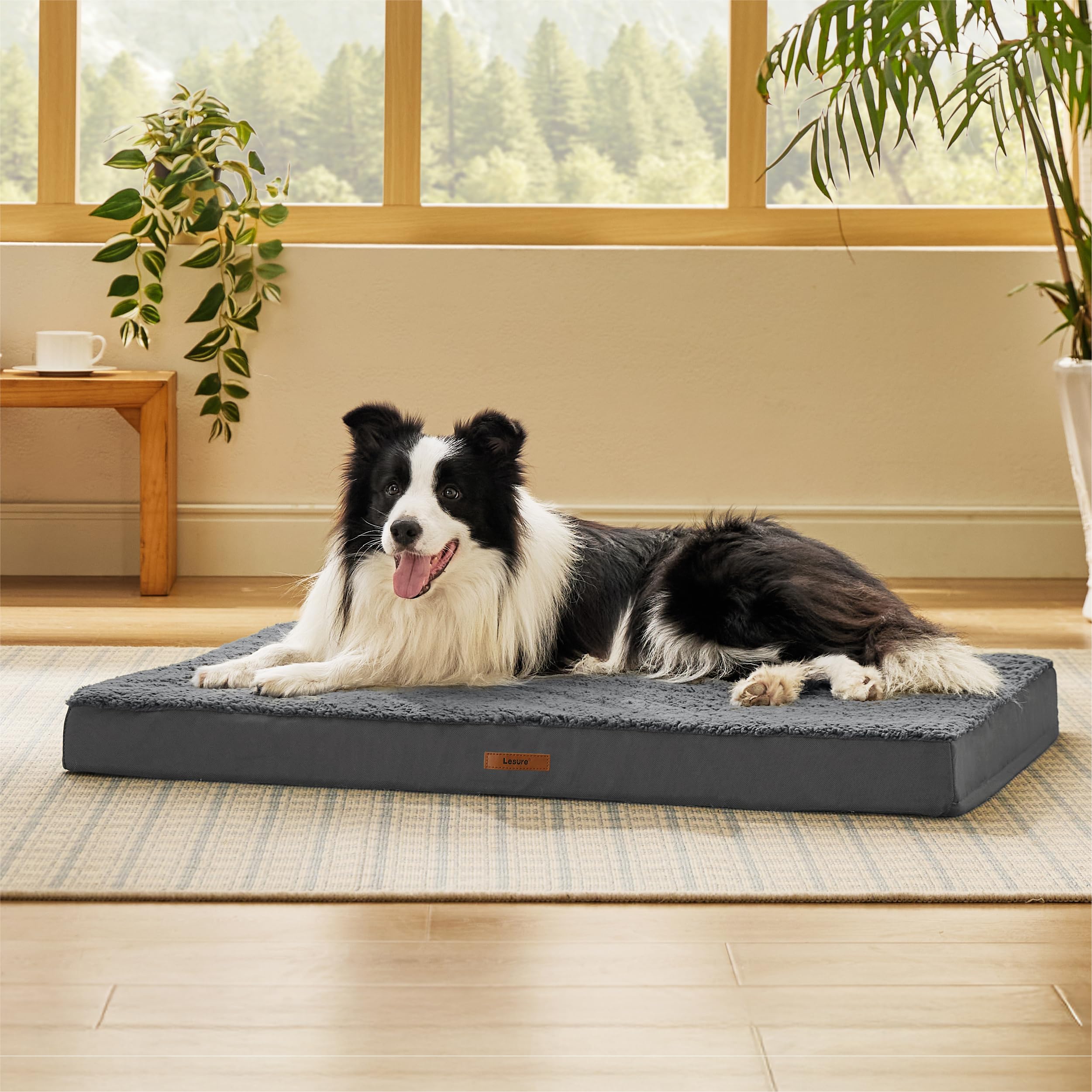 Lesure Dog Bed Cover Large Washable Replacement Cover For Orthopedic Pet Mat 36X27X3 Inches, Dark Grey