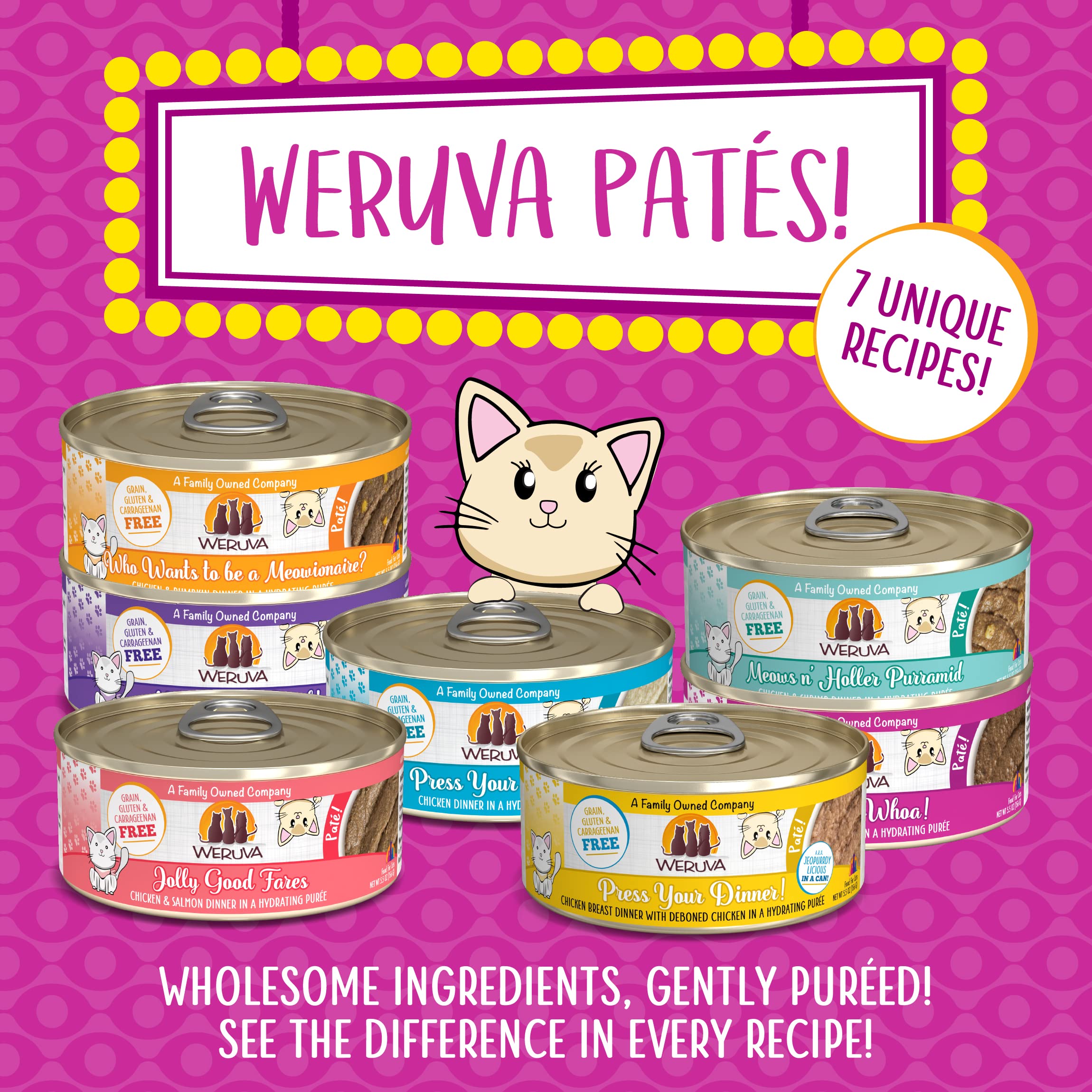 Weruva Wet Cat Food, Tic Tac Whoa with Tuna and Salmon Pate, 5.5oz Can, Pack of 8
