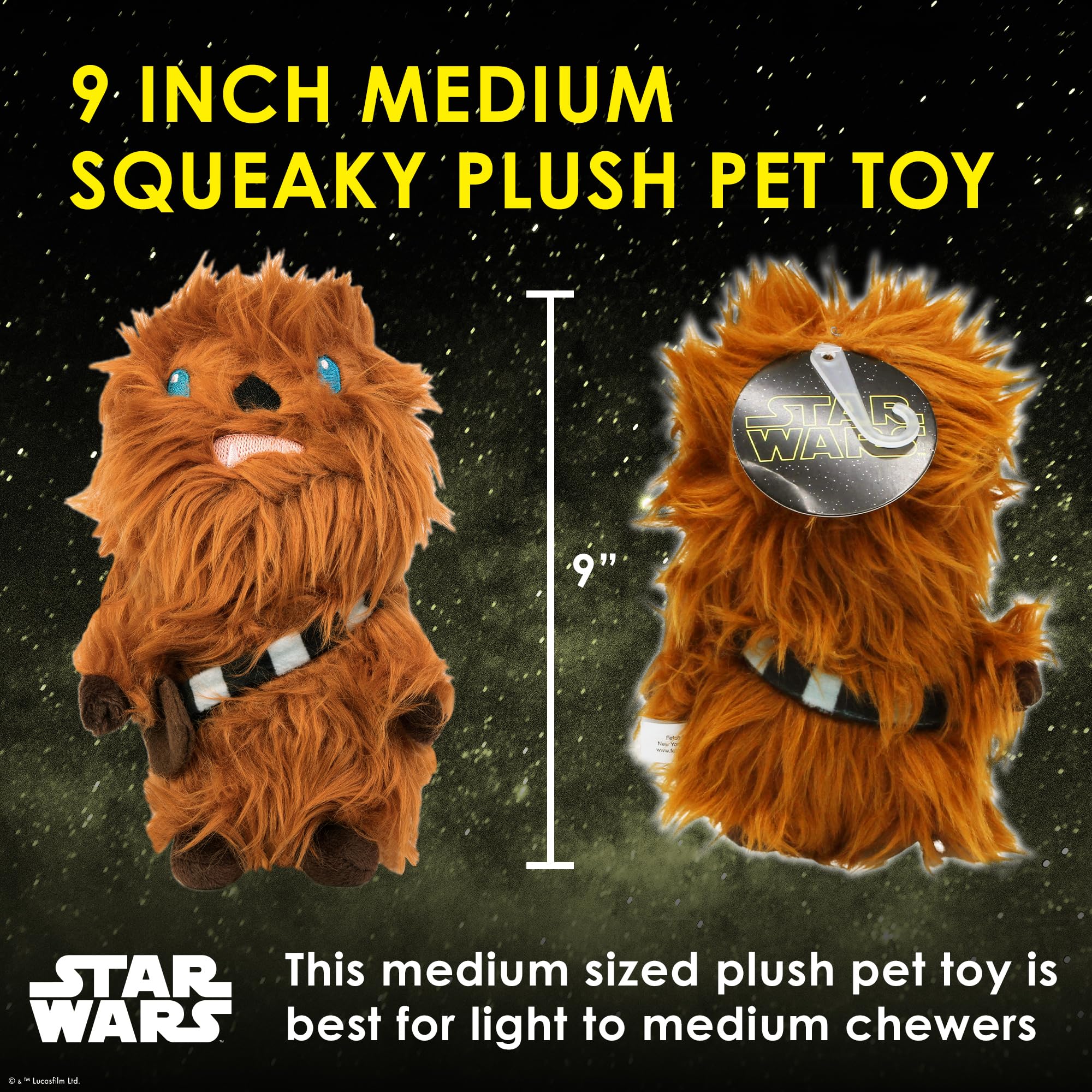 Star Wars for Pets Plush Chewbacca Figure Dog Toy | Soft Star Wars Squeaky Dog Toy | Large | Adorable Toys for All Dogs, Officia