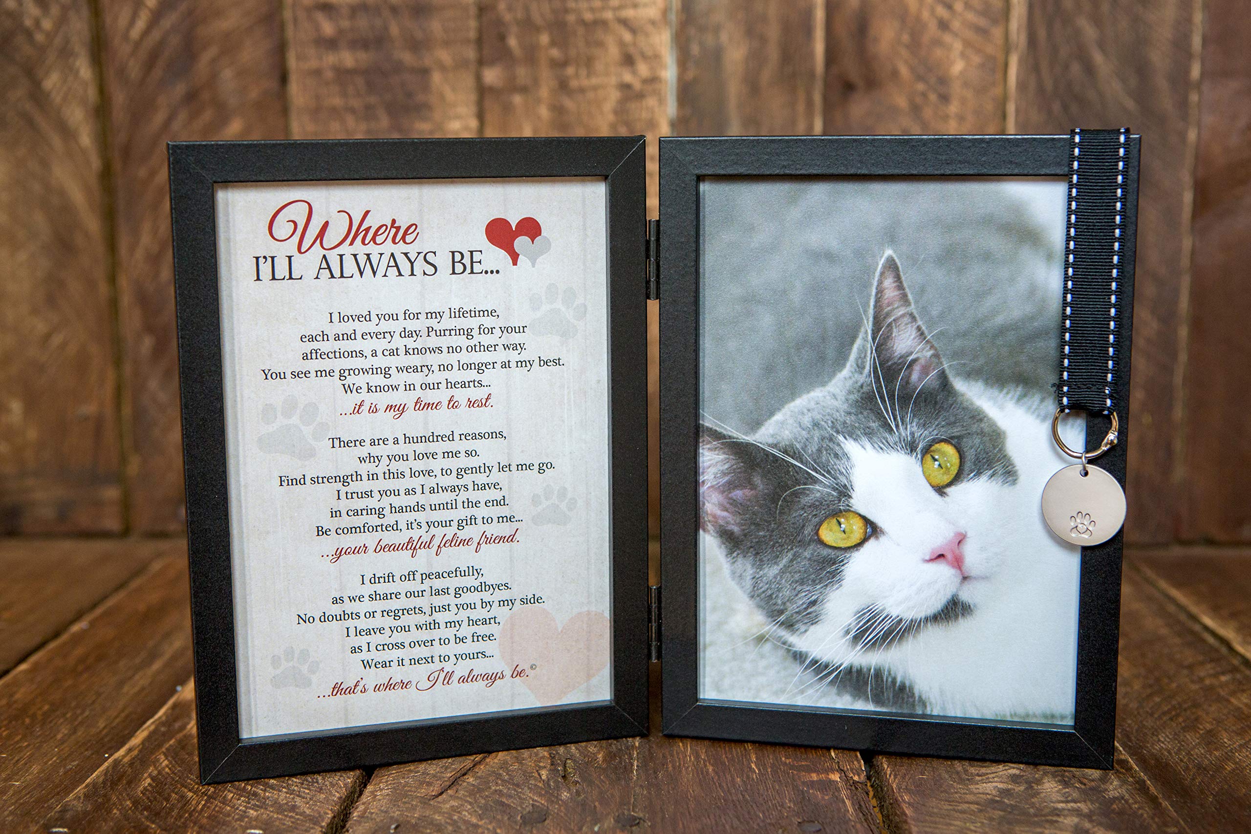 Where I'Ll Always Be Cat Memorial Photo Frame - Thoughtful Pet Memorial Gift (Frame With Pet Tag)