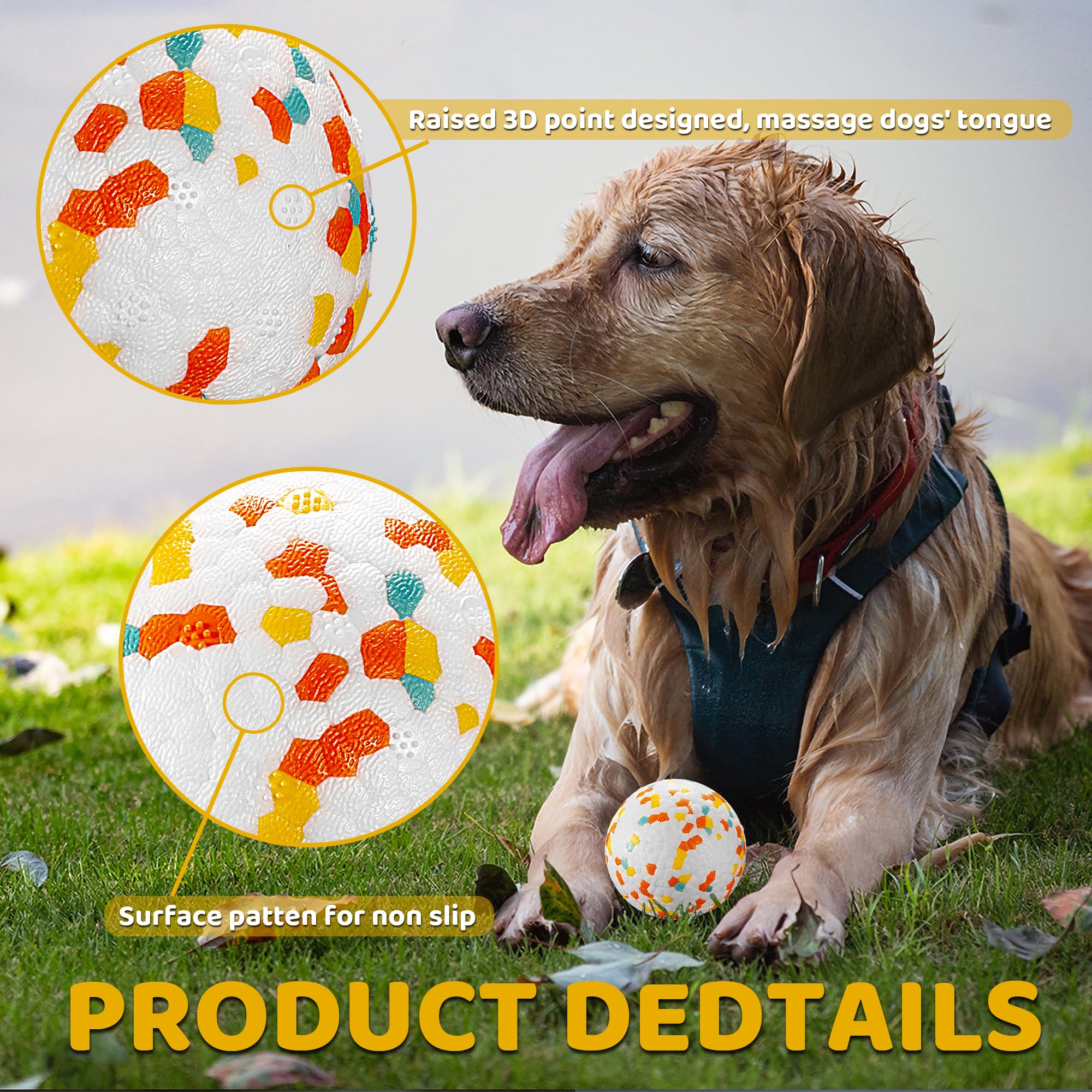 Jerock Dog Balls, Indestructible Dog Toy Ball For Aggressive Chewers, Durable High Elasticity Interactive Ball For Training Dog Catch And Fetch, Large Medium Small Dog And Puppies(3In, 1Pcs)