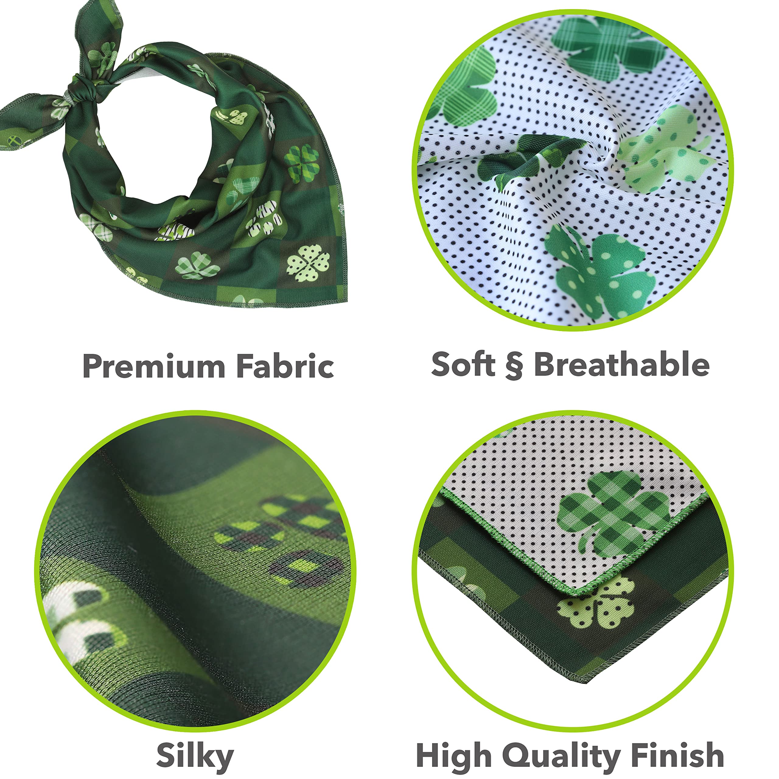 Odi Style St. Patrick'S Day Bandana For Dogs - 2 Pack Saint Patrick Day Dog Handkerchief With Shamrock Prints, Lucky Dog Bandanas For Small, Medium, Large Dogs, Puppy Accessories, Green Scarfs