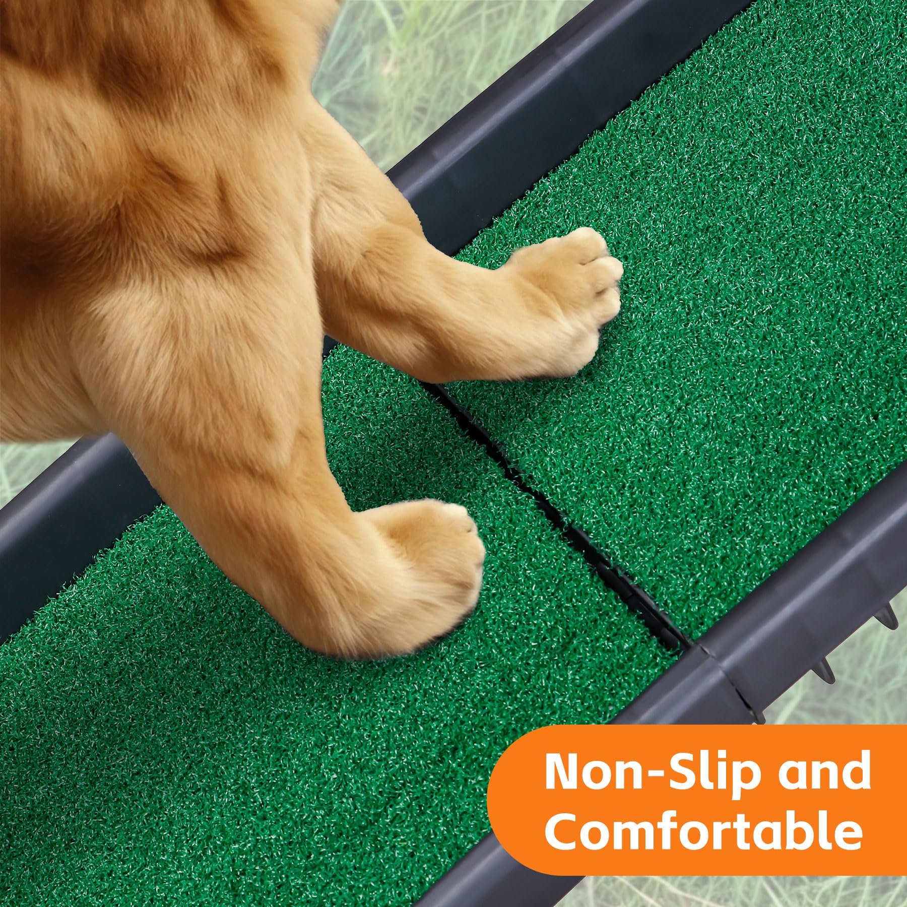 Epetlover 61 Inches Folding Dog Ramp for Cars Trucks SUVs Portable Pet Ramps for Large Dogs Non-Slip Stairs Step Ladder with Rai