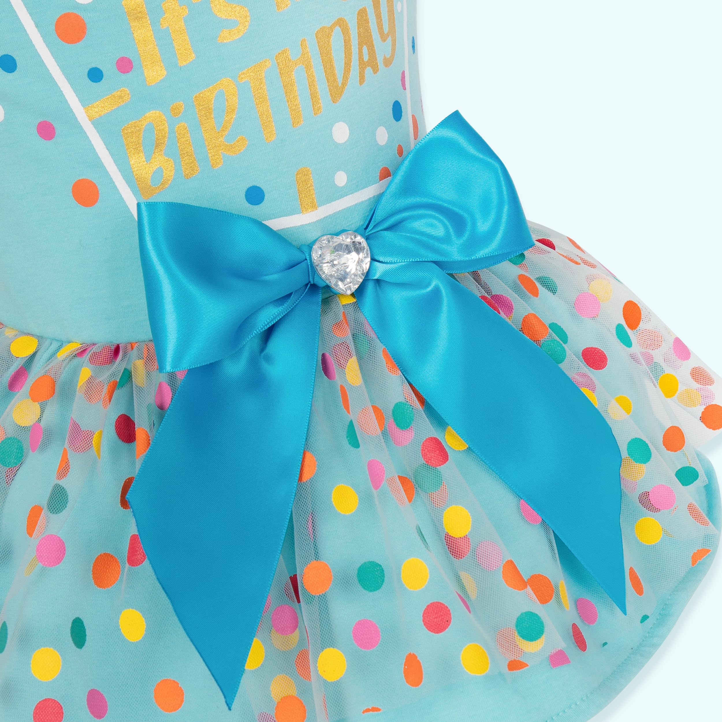 Cyeollo Dog Birthday Dress Party Tulle Dog Clothes Girl Dog Dresses For Small Medium Dogs Pet Holiday Outfit Apparel, Blue, M