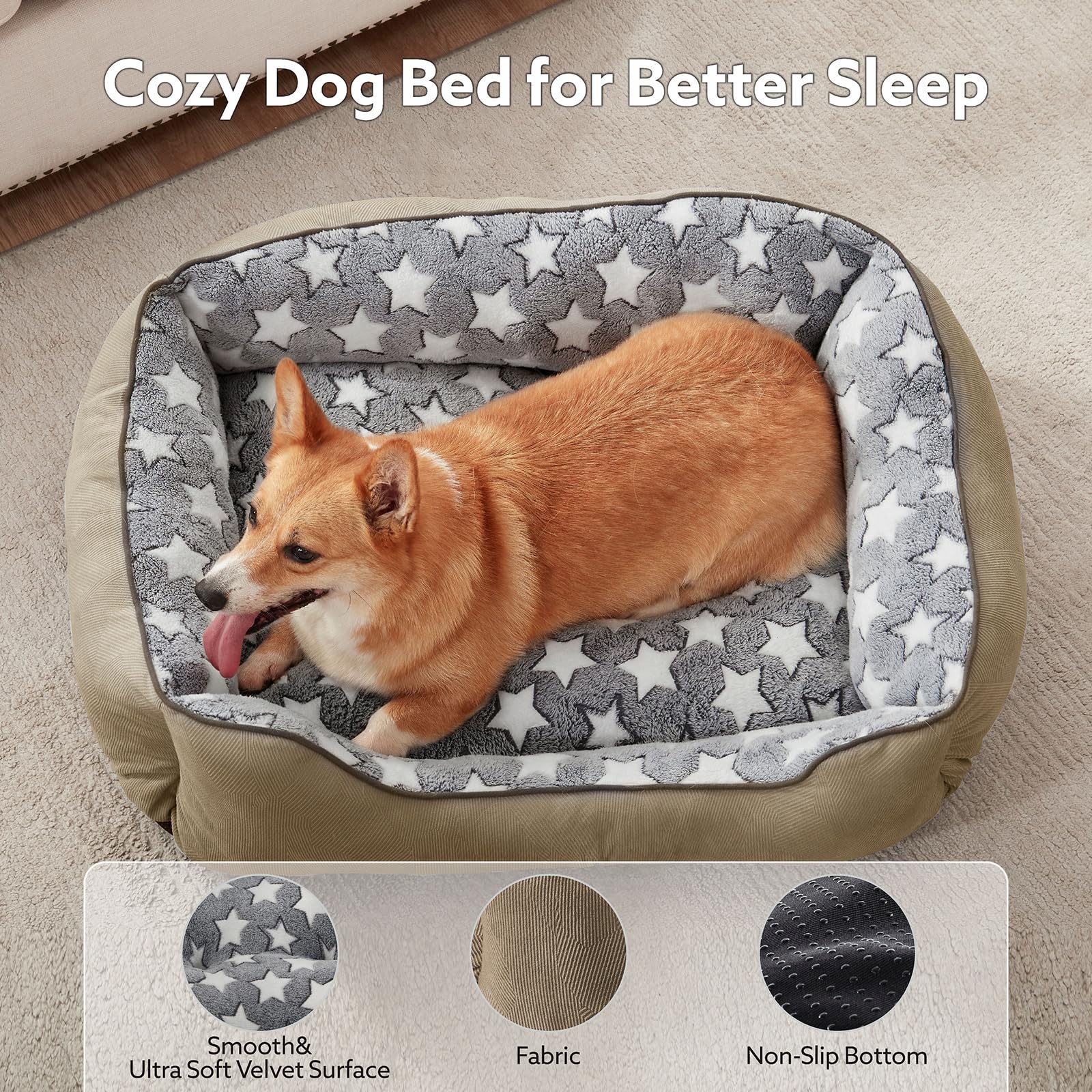 SIWA MARY Dog Bed Medium Size Dog,Medium Dog Bed Washable,Orthopedic Dog Bed,Soft Dog Sofa Beds Medium,Calming Puppy&Pet Bed for