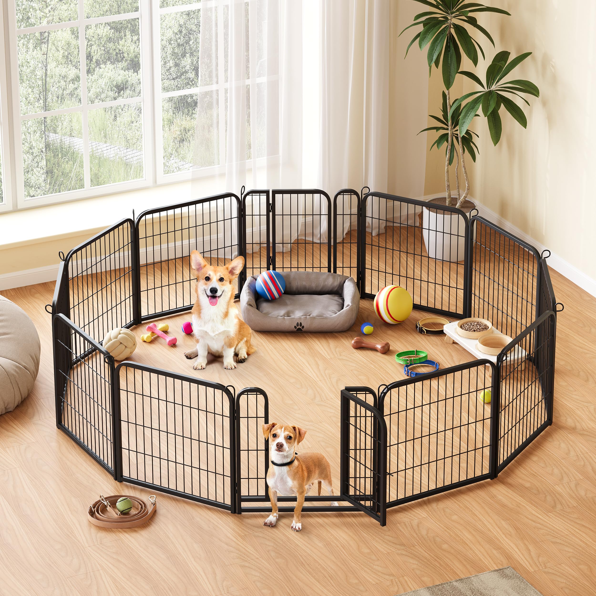 Yaheetech Dog Playpen Outdoor 24 Inch 12 Panels Indoor Dog Fence Metal Dog Pen Heavy Duty Pet Puppy Exercise Pen For Rv Camping