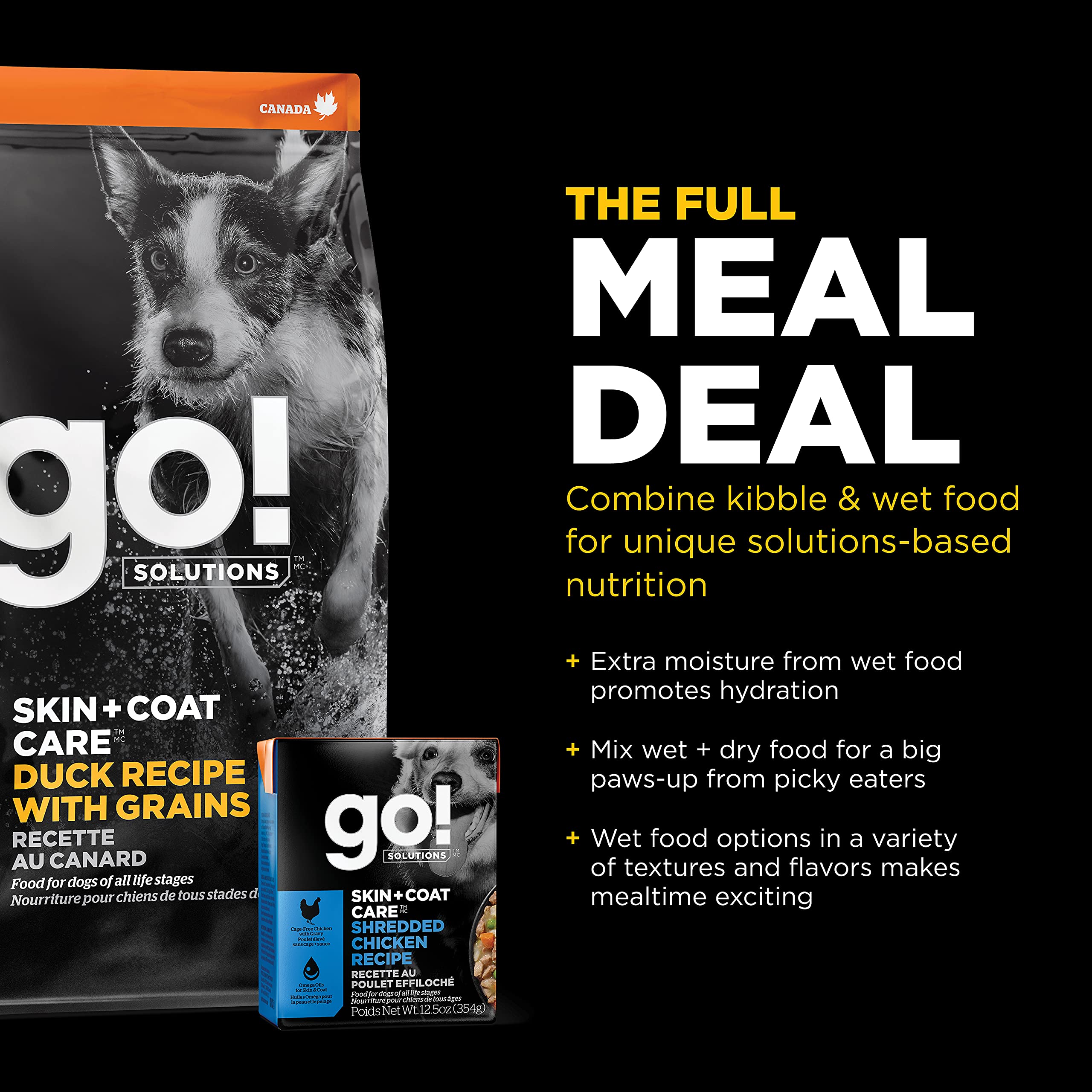 Go! Solutions Skin + Coat Care, Dry Dog Food, Duck Recipe with Grains, 12 lb Bag