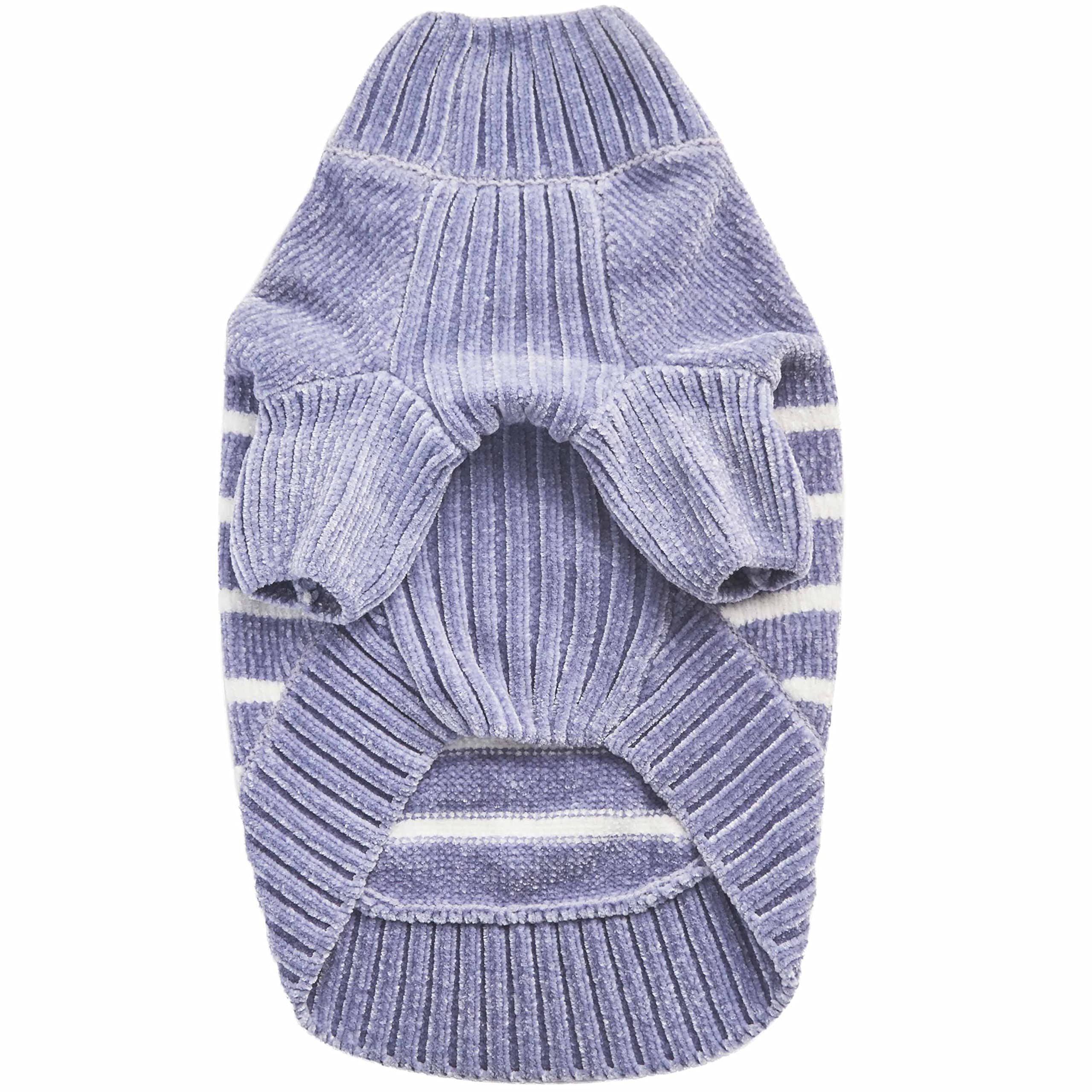 Blueberry Pet Cozy Soft Chenille Classy Striped Dog Sweater in Stonewash Blue, Back Length 12'', Pack of 1 Clothes for Dogs