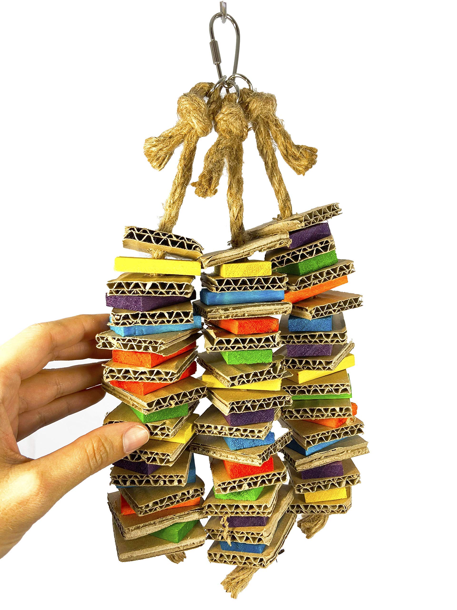 Birds Love Chew-Tastic Triple Tower Of Shredded Fun Medium Bird Toy For African Grey Conures Sun Conures Caiques Senegals Small Cockatoos Quakers And Similar Small To Medium Sized Birds