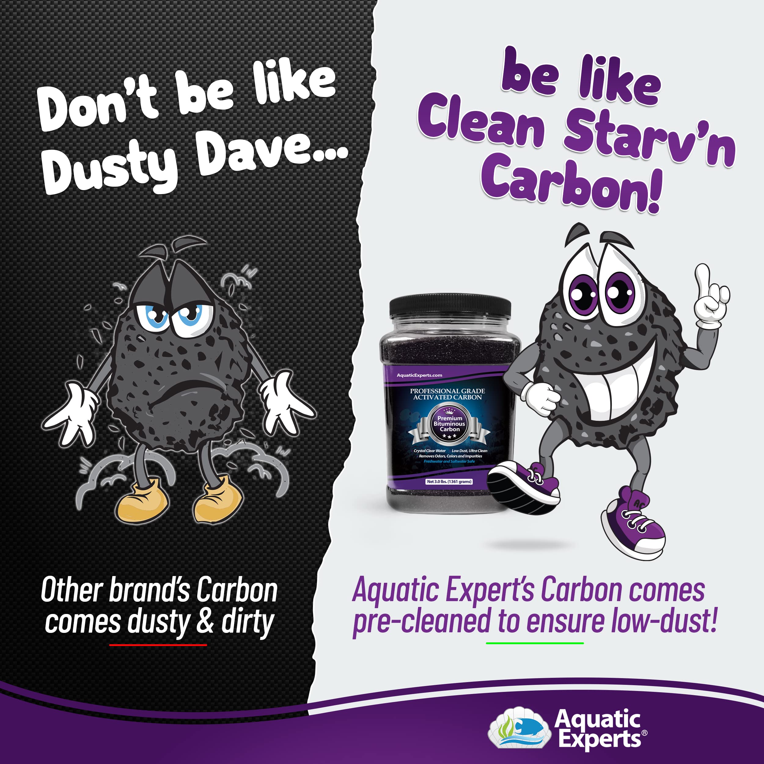 Premium Activated Carbon - Aquarium Carbon Media - Charcoal For Fish Tanks - Aquarium Filter Charcoal Media (Granulated, 3 Lbs With Fine Mesh Bag)