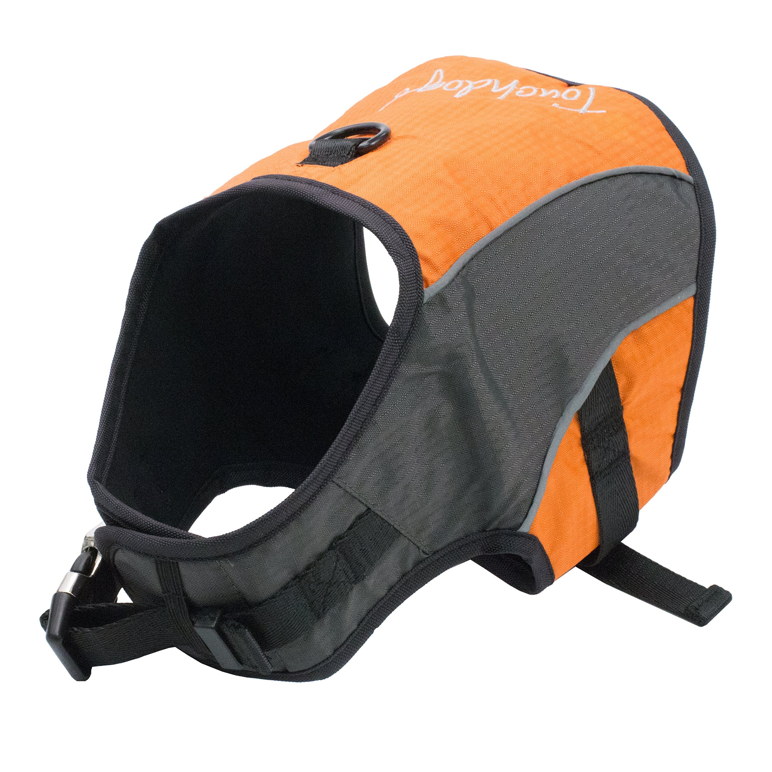 TOUCHDOG Reflective-Max 2-in-1 Premium Performance Adjustable Pet Dog Harness and Leash Combination, X-Small, Orange, Charcoal