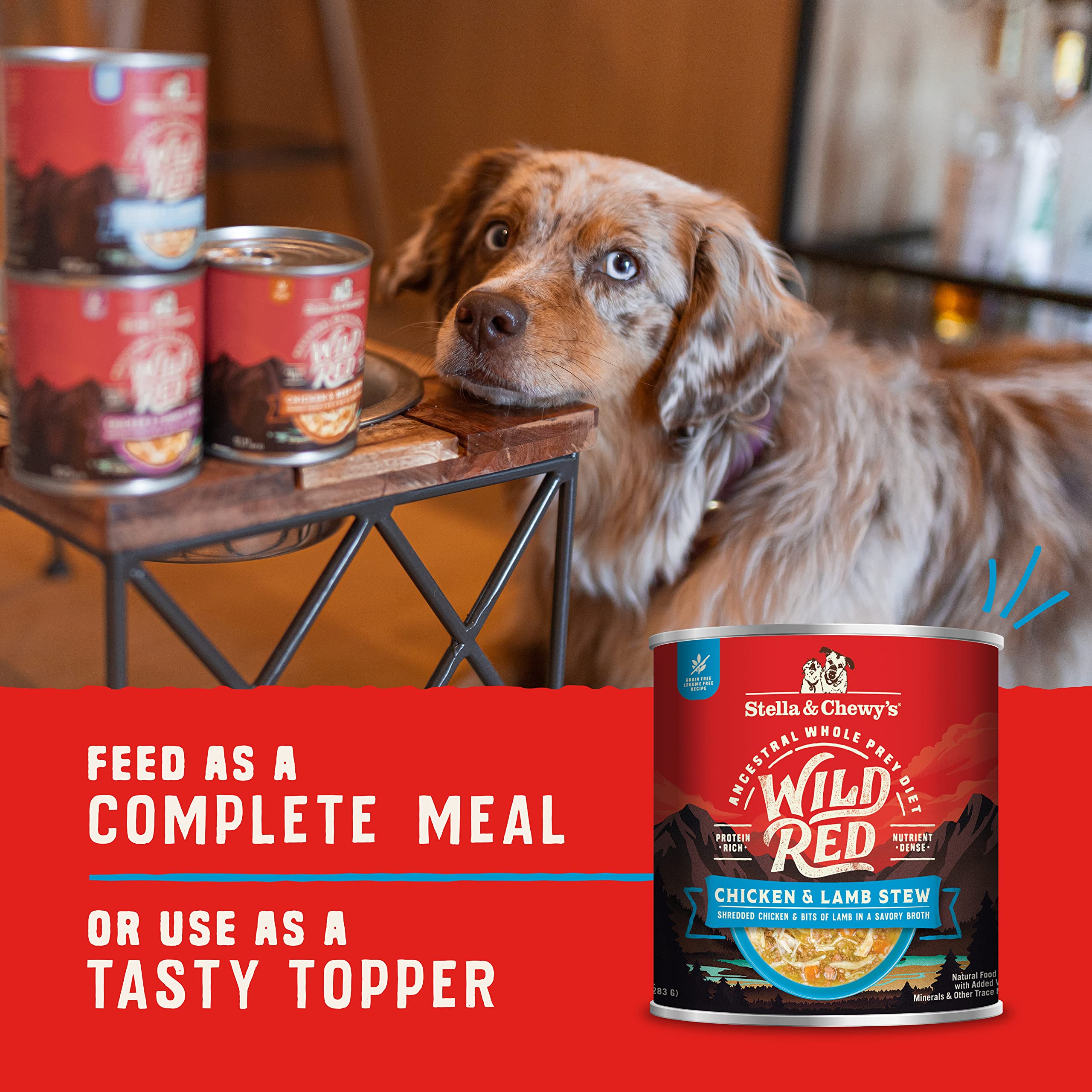 Stella & Chewys Wild Red Wet Dog Food - High Protein Chicken & Lamb Stew - Grain-Free Premium Recipe with 96% Animal Protein -
