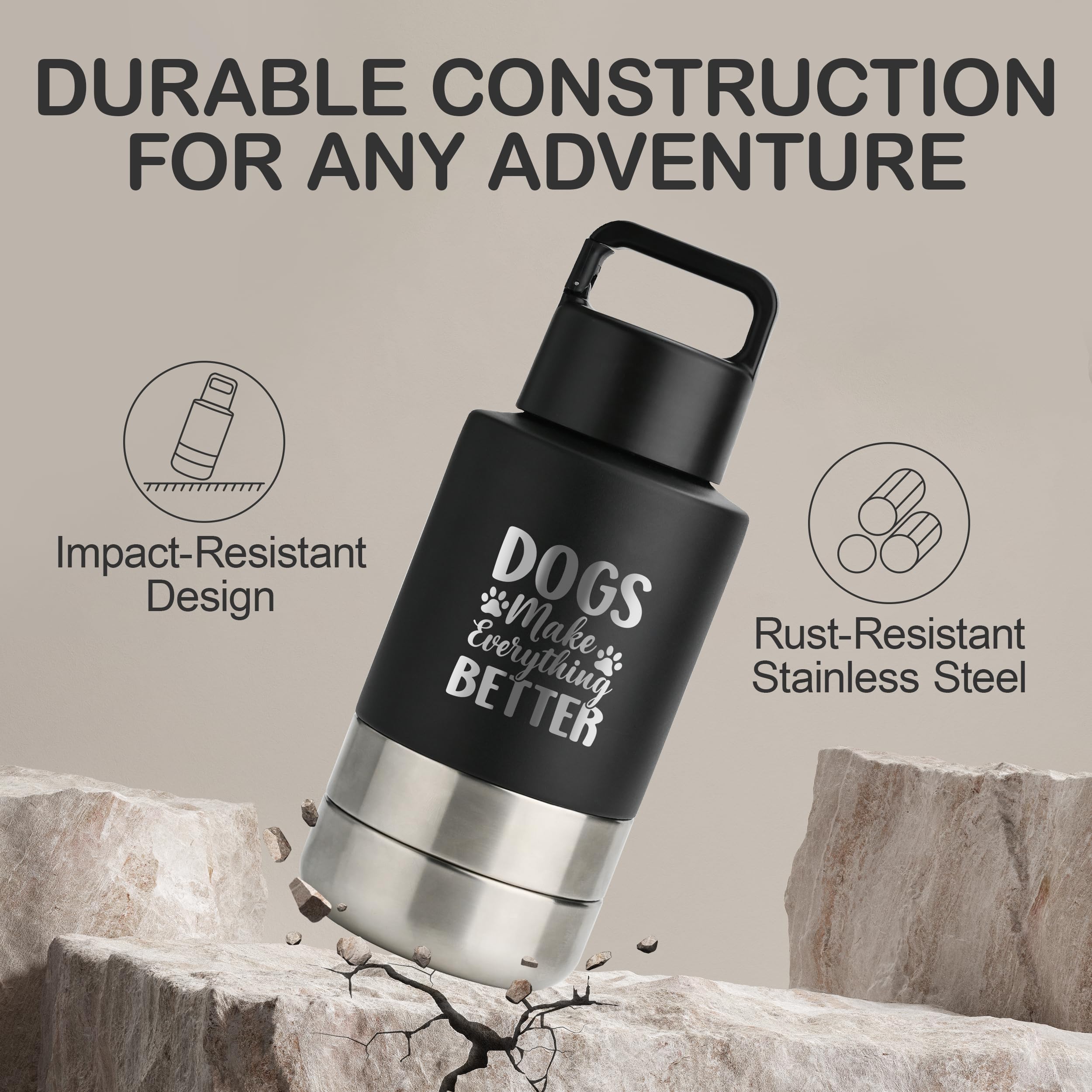 KEWIXY Insulated Dog Travel Water Bottle With Detachable Bowls, Ideal Gifts for Dog Lovers, Portable Water Bottle Dispenser, For