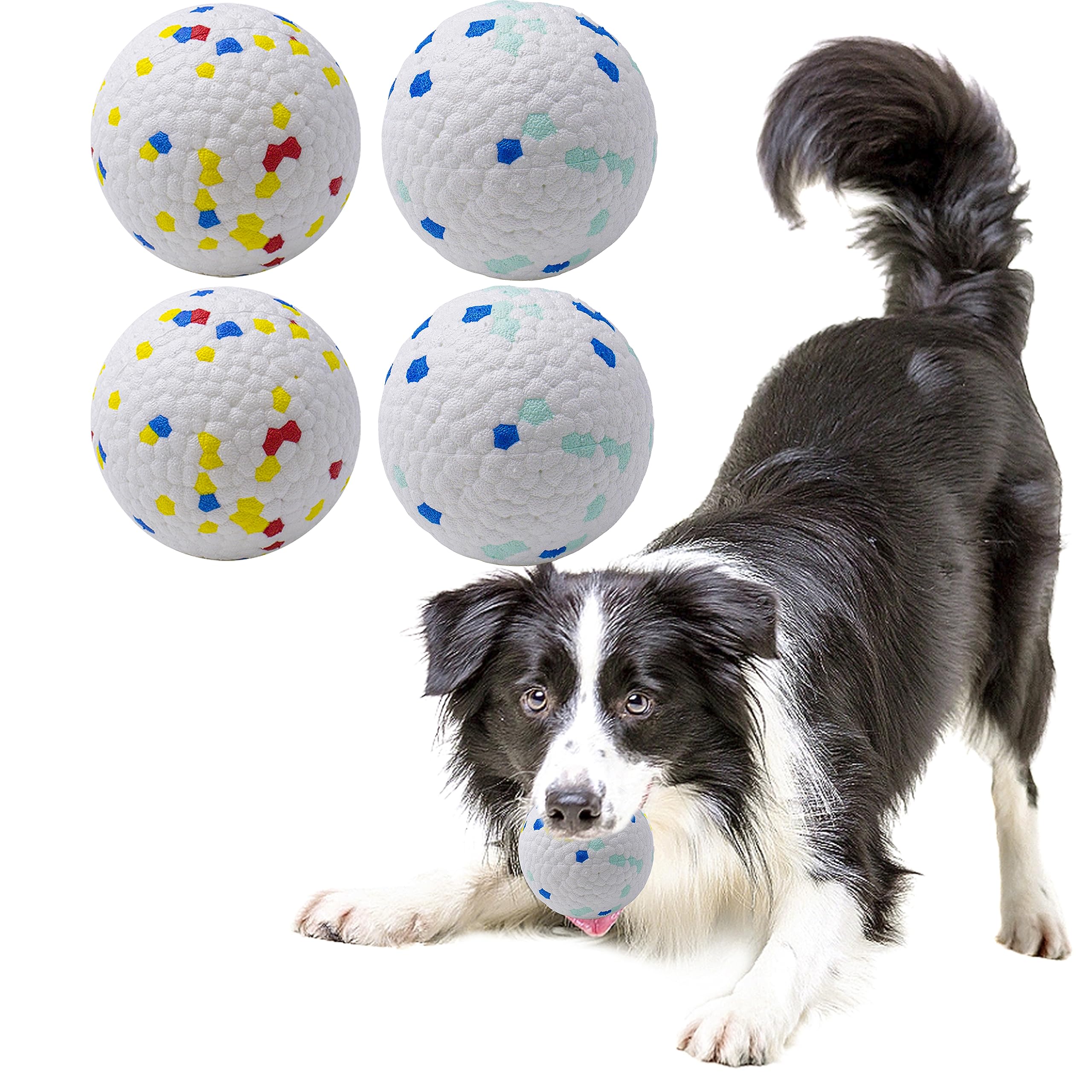 Lievuiken Dog Balls Toys For Aggressive Chewers, Indestructible Durable Bouncy Floating Balls For Dogs To Fetch, Durable Solid Rubber Ball For Training Dog(4 Pcs)