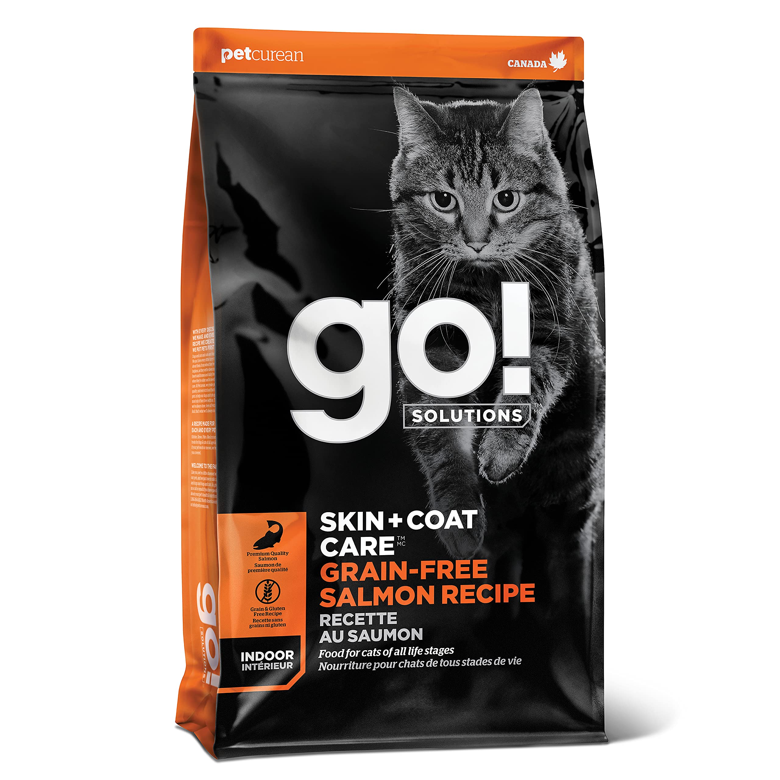 Go! Solutions Skin + Coat Care, Grain-Free Dry Cat Food, Salmon Recipe, 3 lb Bag