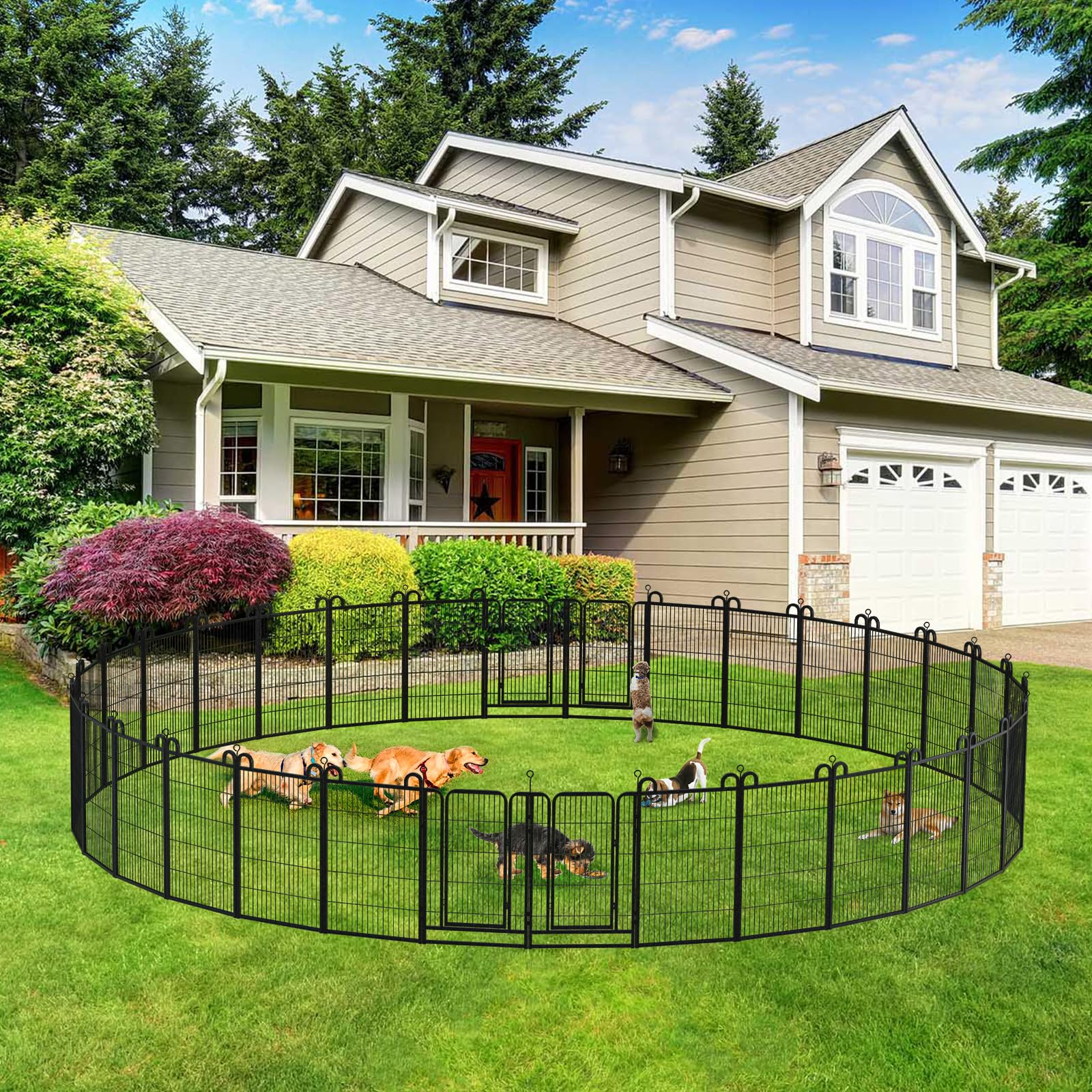 Dog Playpen Outdoor 32 Panels Heavy Duty Dog Fence 40'' Height Anti-Rust With Doors Portable For Rv Camping Yard, Total 72Ft, 41