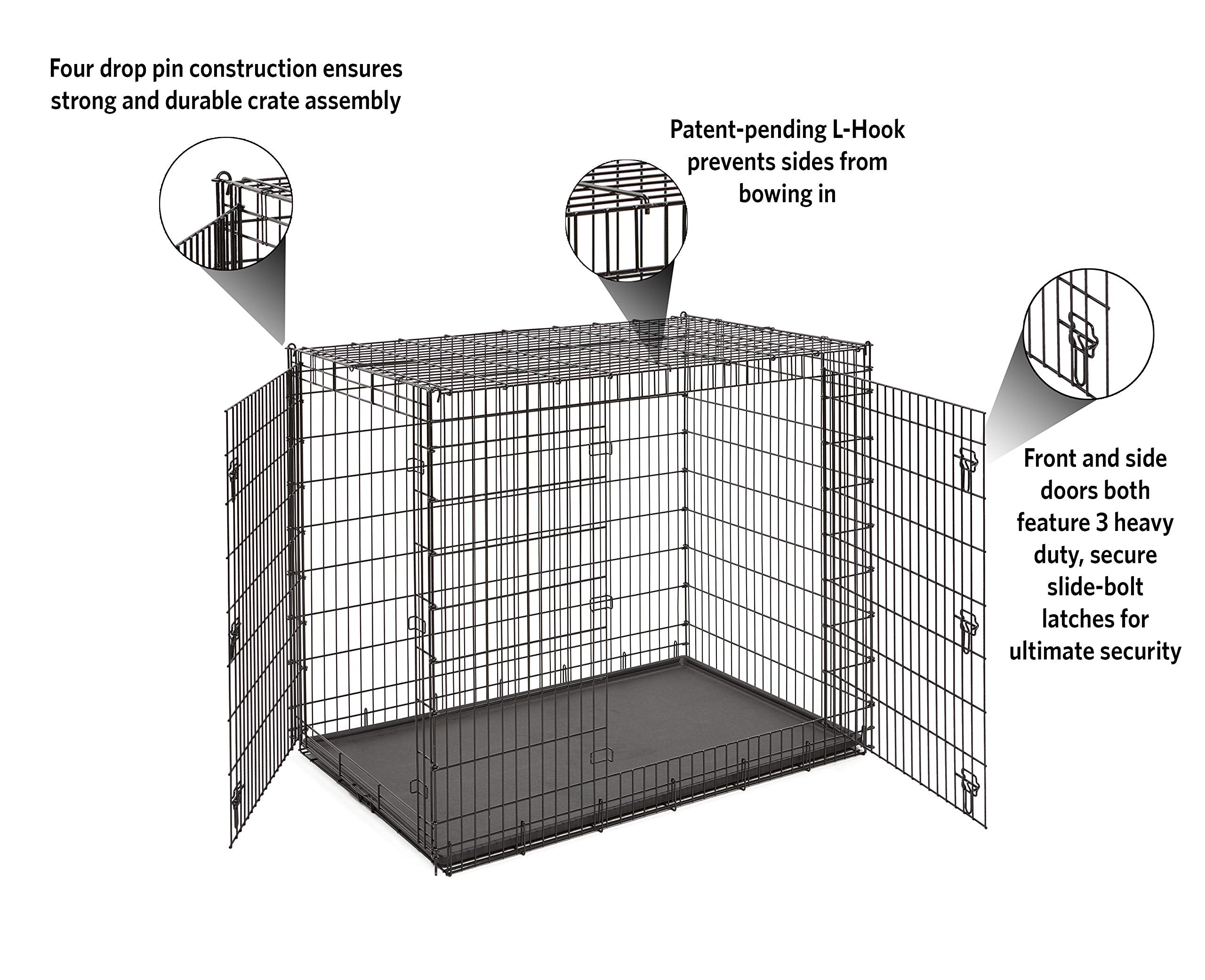 Midwest Homes For Pets Ginormous Double Door 54-Inch Dog Crate For Xxl Dogs Breeds; Great Dane, Mastiff, St. Bernard, Drop Pin Assembly Requires Two People; Divider Panel Not Included; Black: Sl54Dd