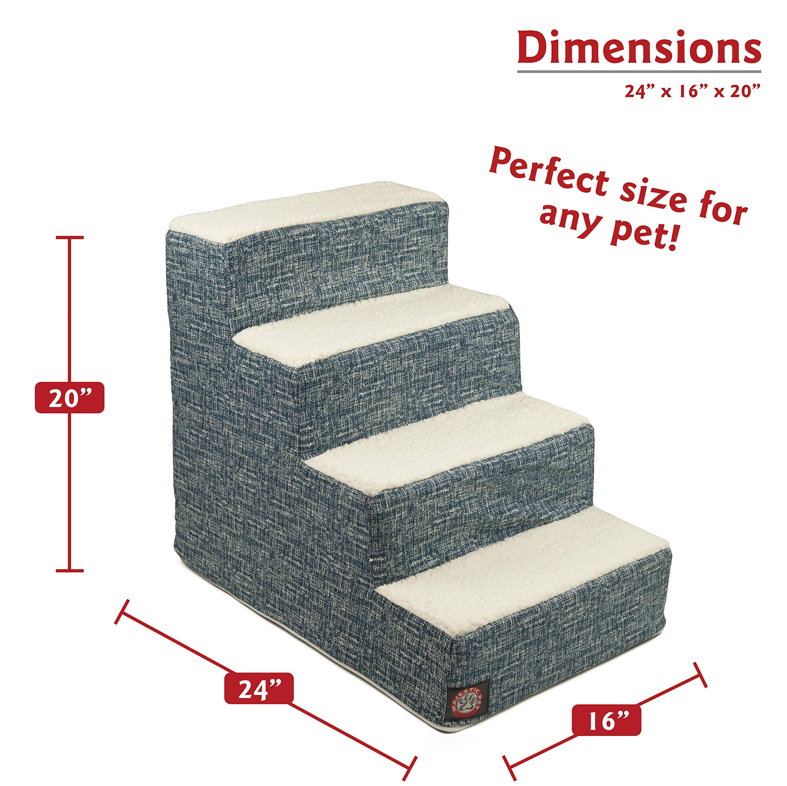 Majestic Pet 4 Step Portable Dog Stairs for Small Dogs to get on Bed Supports 25 lbs or Less -Dog Steps for High Bed with Machin