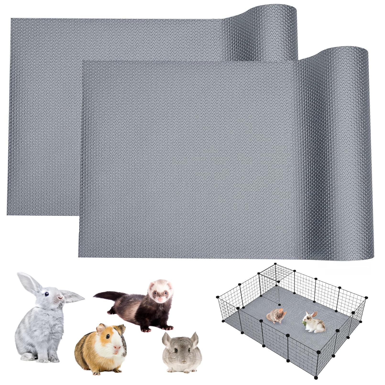 Bnosdm 2 Pcs Rabbit Cage Liner Waterproof Guinea Pig Cage Liner, Washable Small Animals Mats Reusable Floor Protect Pad Playpen 