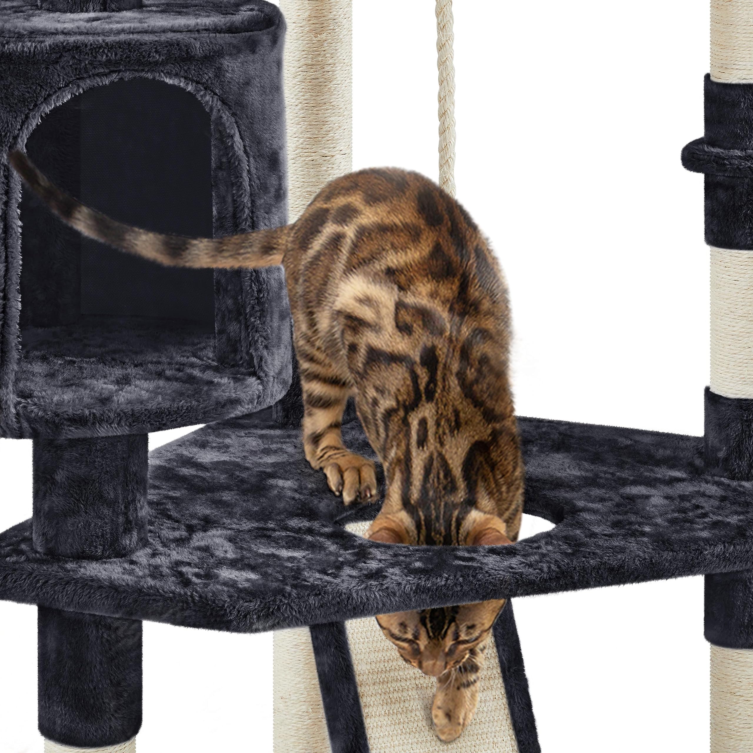 Yaheetech 79 In Cat Tree Tower, Multilevel Cat Trees Plush Covered Cat Tower With 2 Extra Large Condos, Comfy Basket, Sisal Scratching Posts