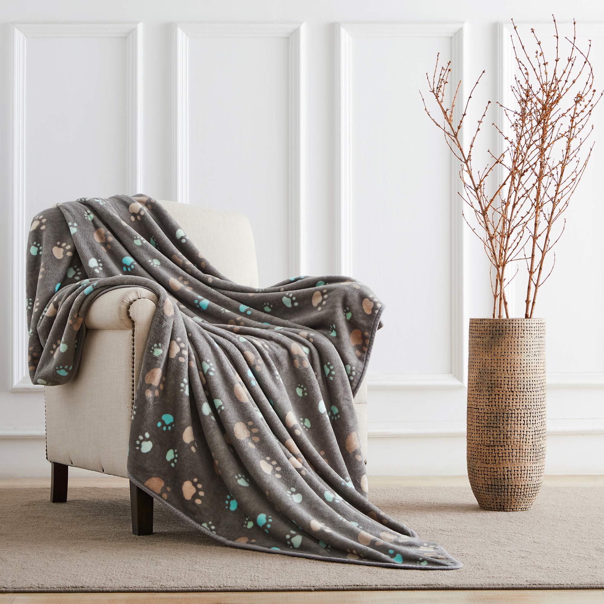 Allisandro 350 Gsm-Super Soft And Premium Flannel Fleece Pet Dog Blanket, The Cute Print Design Washable Fluffy Blanket For Extr