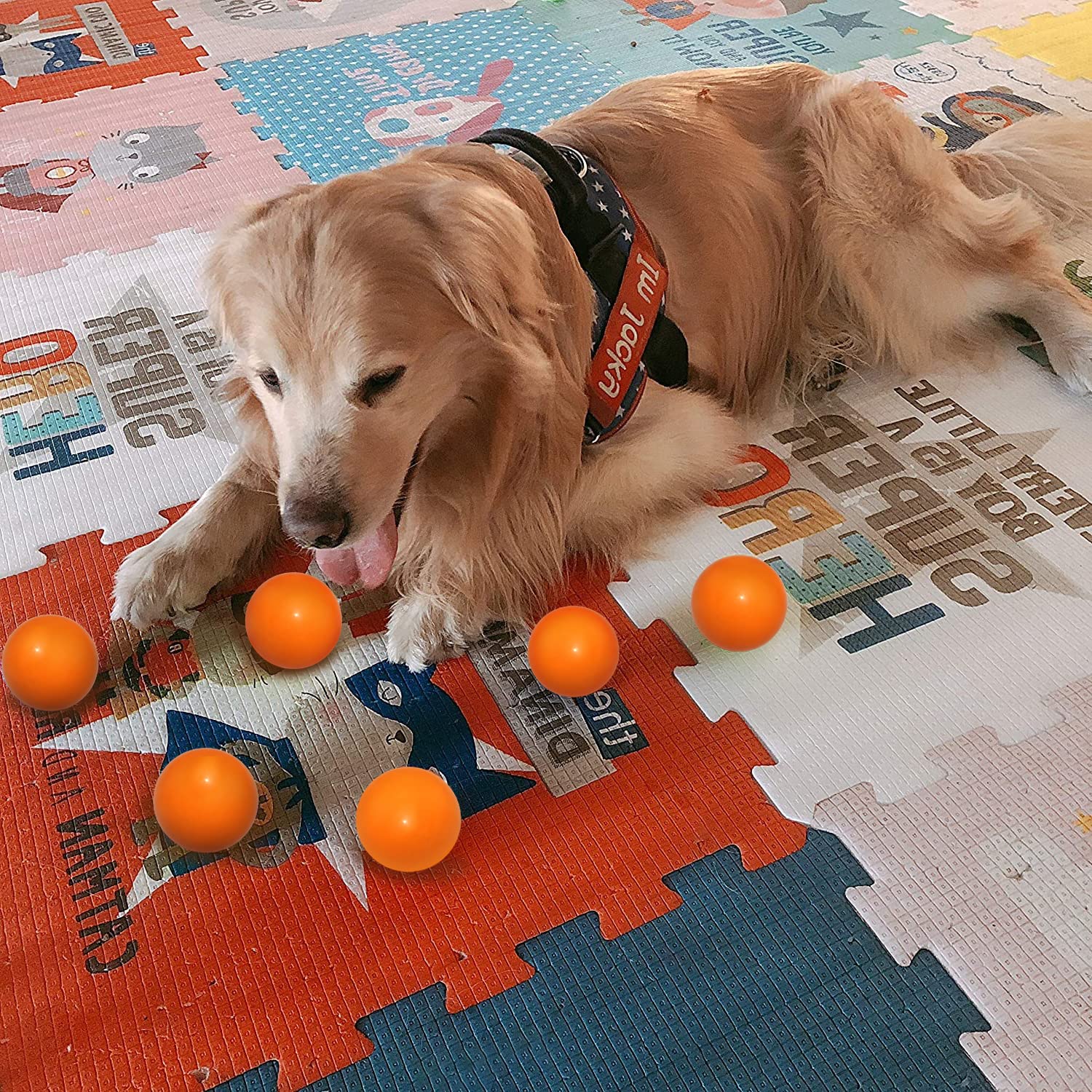 Qesonoo Indestructible Dog Ball - Solid Rubber, 2.7in, Orange, Durable Fetch Toy for Aggressive Chewers, Non-Toxic, High Elasticity