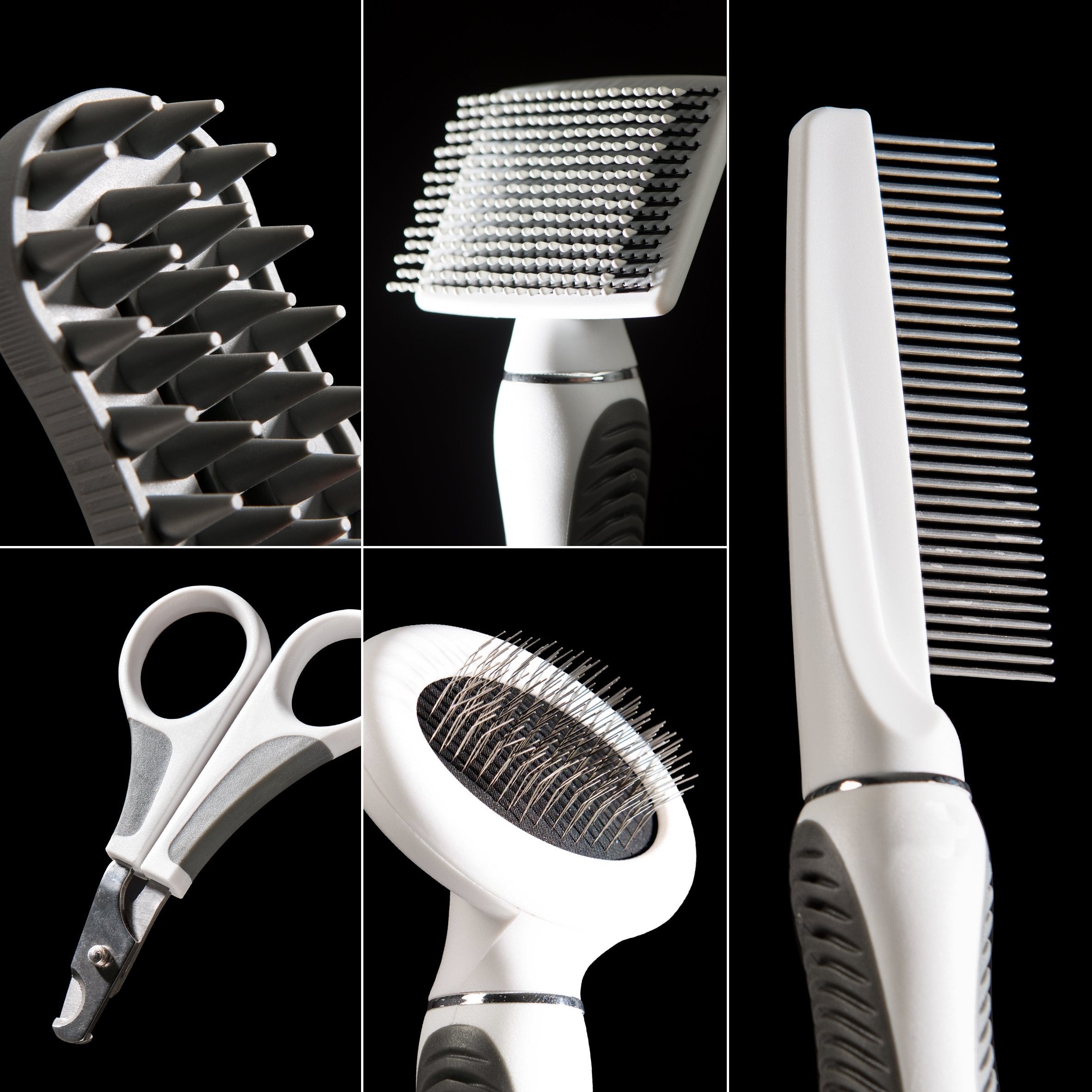 Catit Senses 2.0 Short Hair Cat Grooming Kit,White, 6 Piece Set