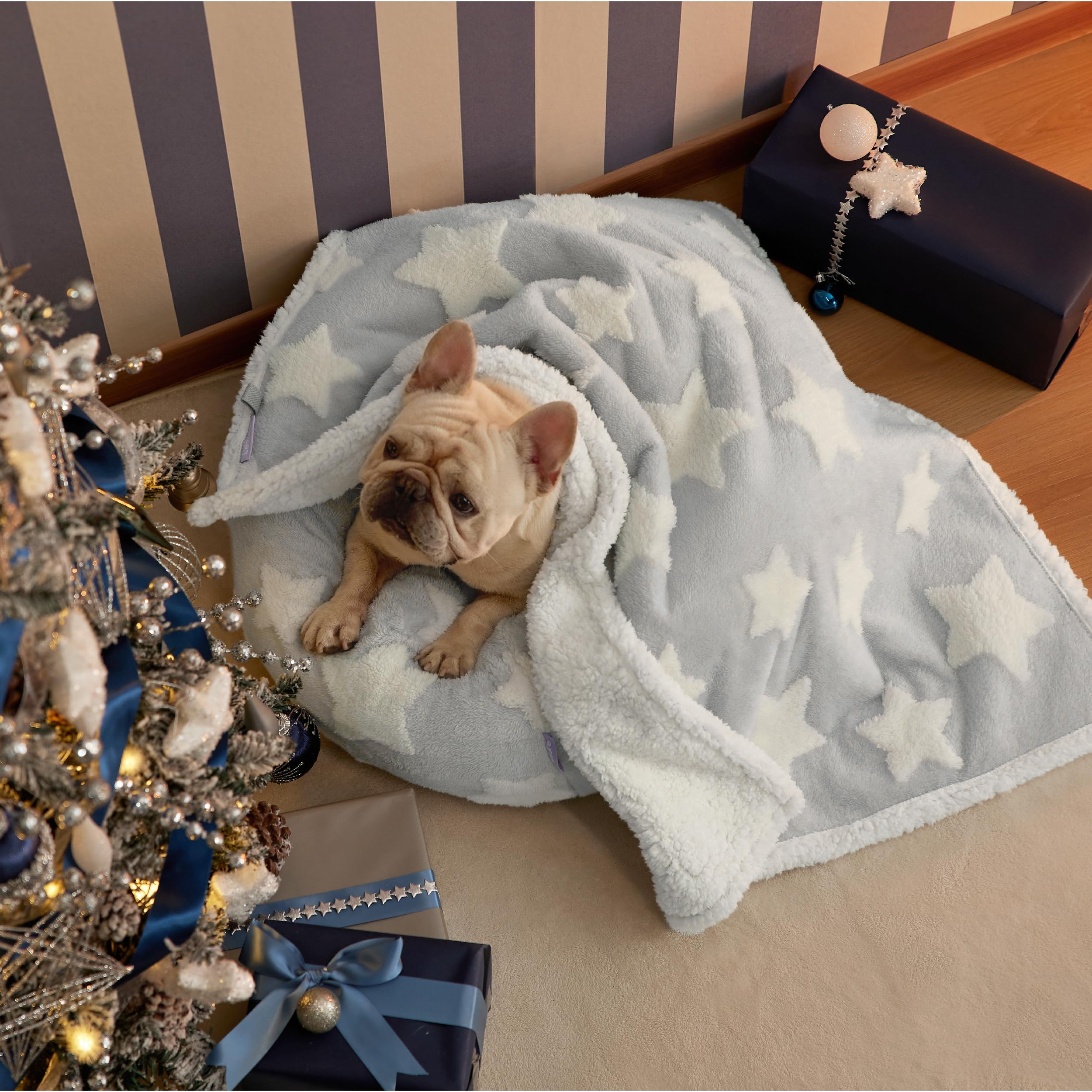 Lesure Waterproof Dog Blanket For Medium Dogs - Washable Double Sided Dog Blankets With Warm Jacquard Shag And Soft Sherpa Fleec