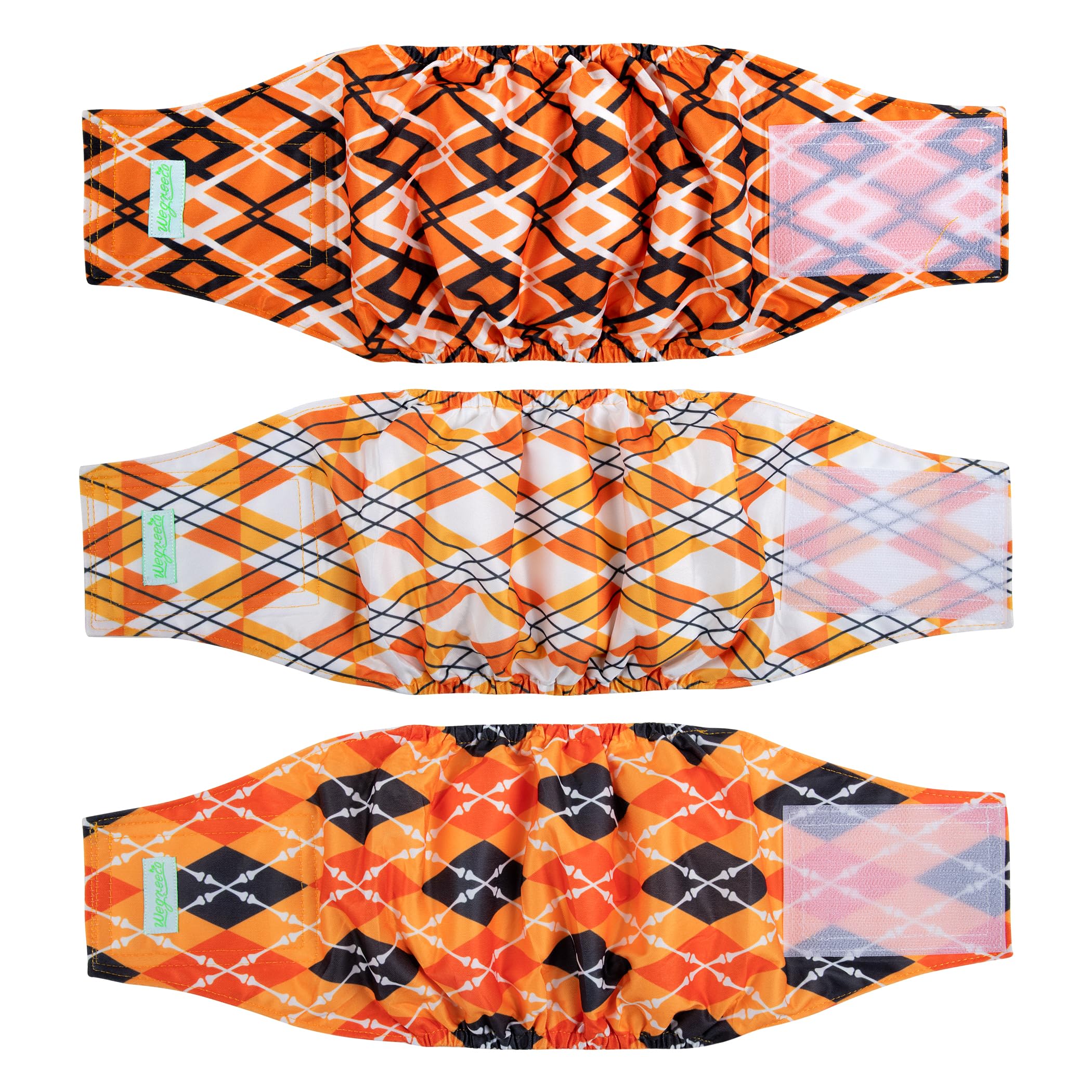 Wegreeco Washable Male Dog Belly Band (Stylish Pattern)- Pack Of 3 - Washable Male Dog Belly Wrap, Dog Diapers Male (Yellow Geometric, Xx-Large)