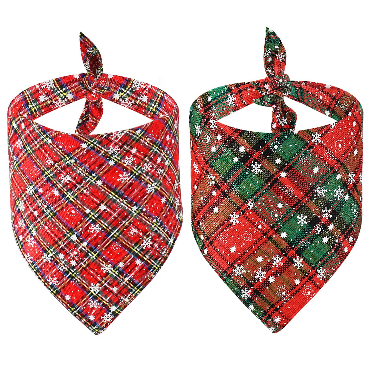 Malier 2 Pack Dog Bandana Christmas Buffalo Plaid Snowflake Pet Scarf Triangle Bibs Kerchief Set Pet Costume Accessories Decoration For Small Medium Large Dogs Cats Pets … (X-Large)
