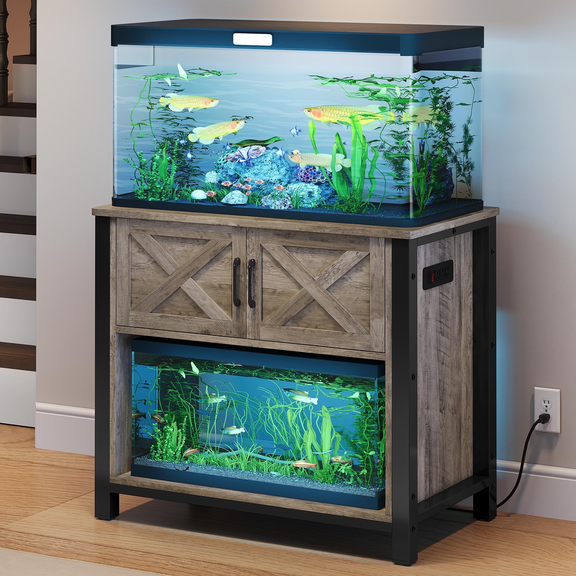 YITAHOME Heavy Duty 40-50 Gallon Aquarium Stand with Power Outlets, Cabinet for Fish Tank Accessories Storage - Metal Fish Tank 