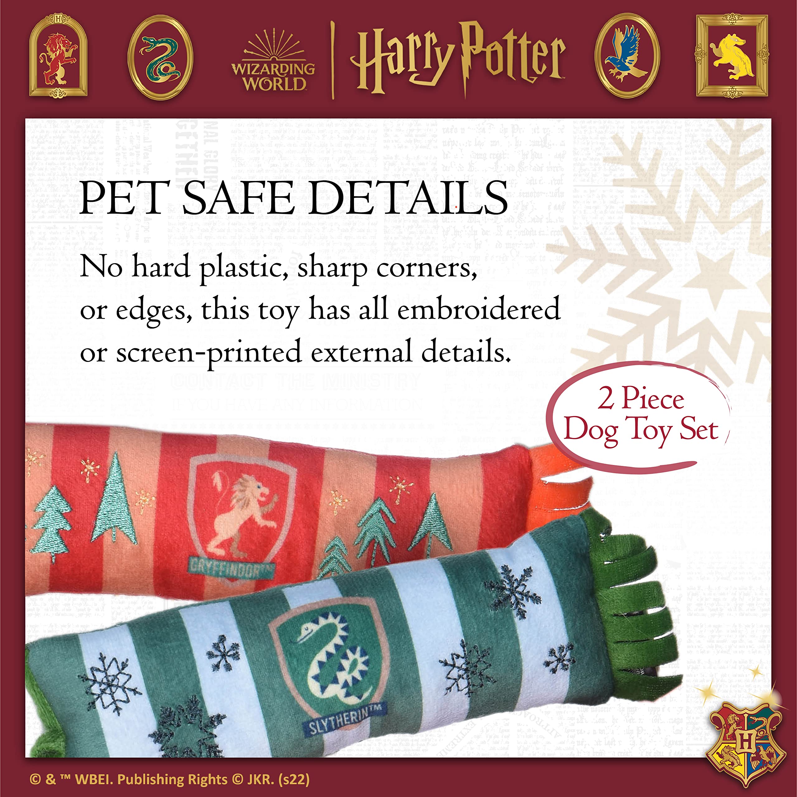 Harry Potter Holiday Plush Squeaker Gryffindor and Slytherin Scarf Toy | Dog Toys for Dogs, Plush Dog Toy, Dog Squeaky Toy, Toys