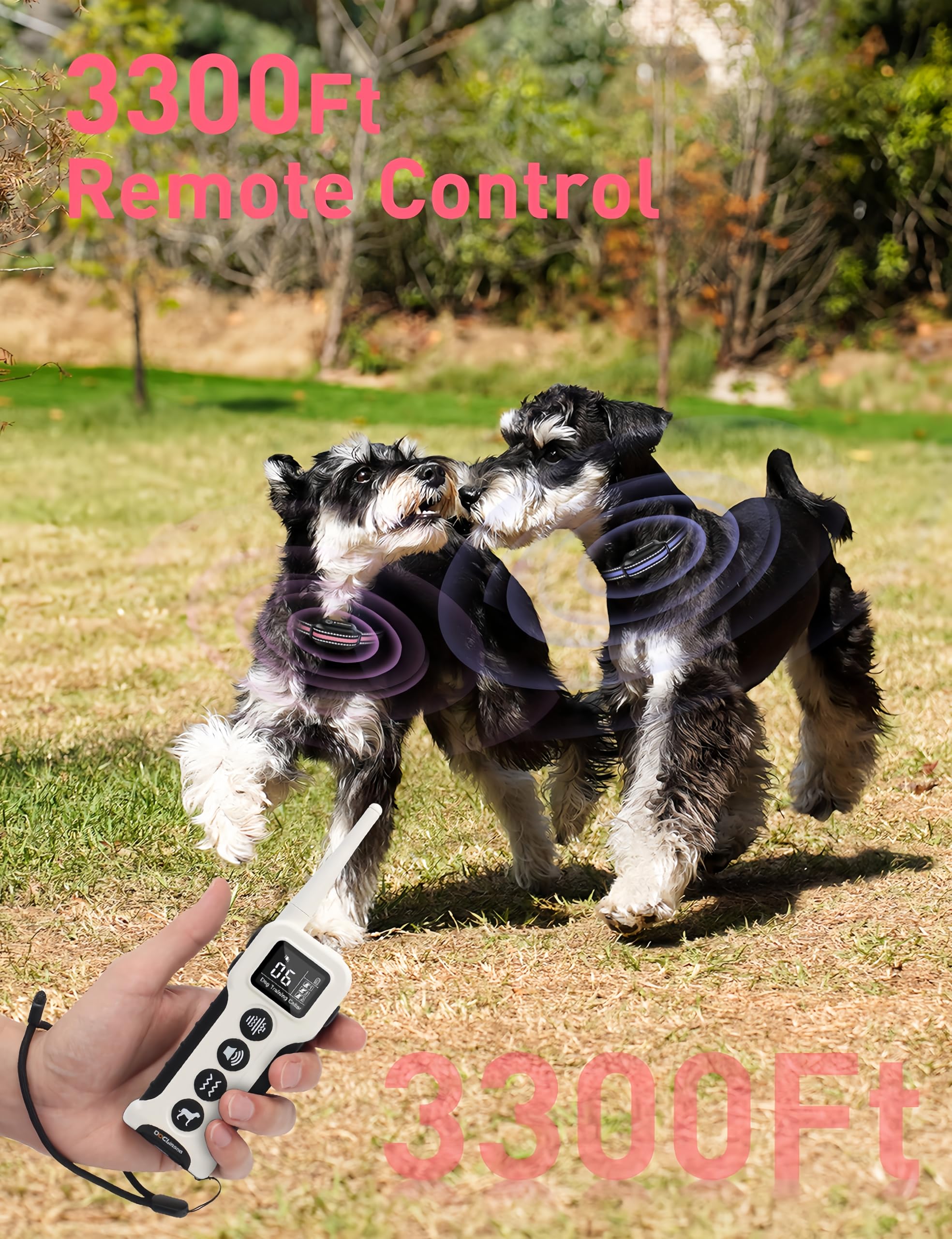 Doglinsen No Shock Dog Training Collar 2 Dogs, Dog Vibration Collar With Controller 3300Ft, No Shock Vibrating Dog Collar, Vibra