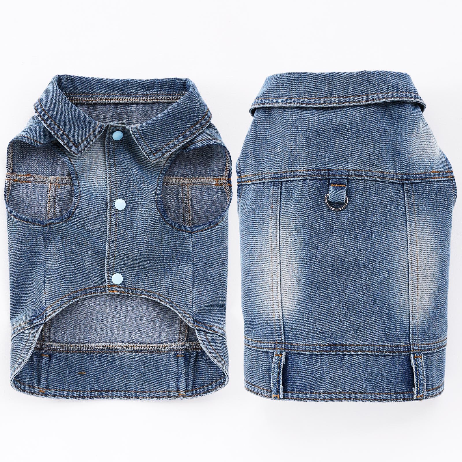 Cantuccistudio Stylish Denim Dog Jacket, Perfect For Small To Medium-Sized Dogs, Year-Round Wear, Machine Washable (X-Large)