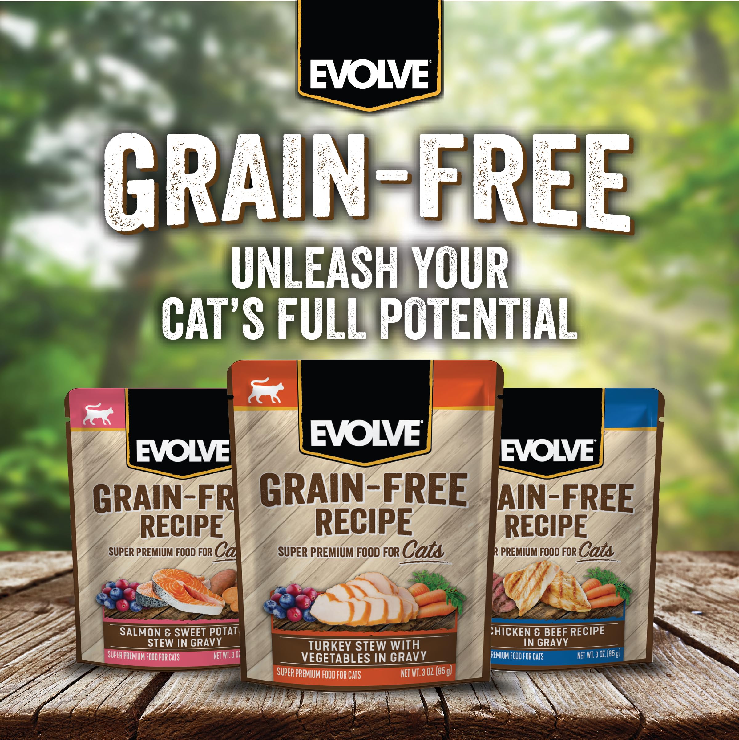 Evolve Grain Free Turkey Stew Wet Cat Food, 3 oz (24 Pack) - Nutrient-Rich with Veggies in Gravy
