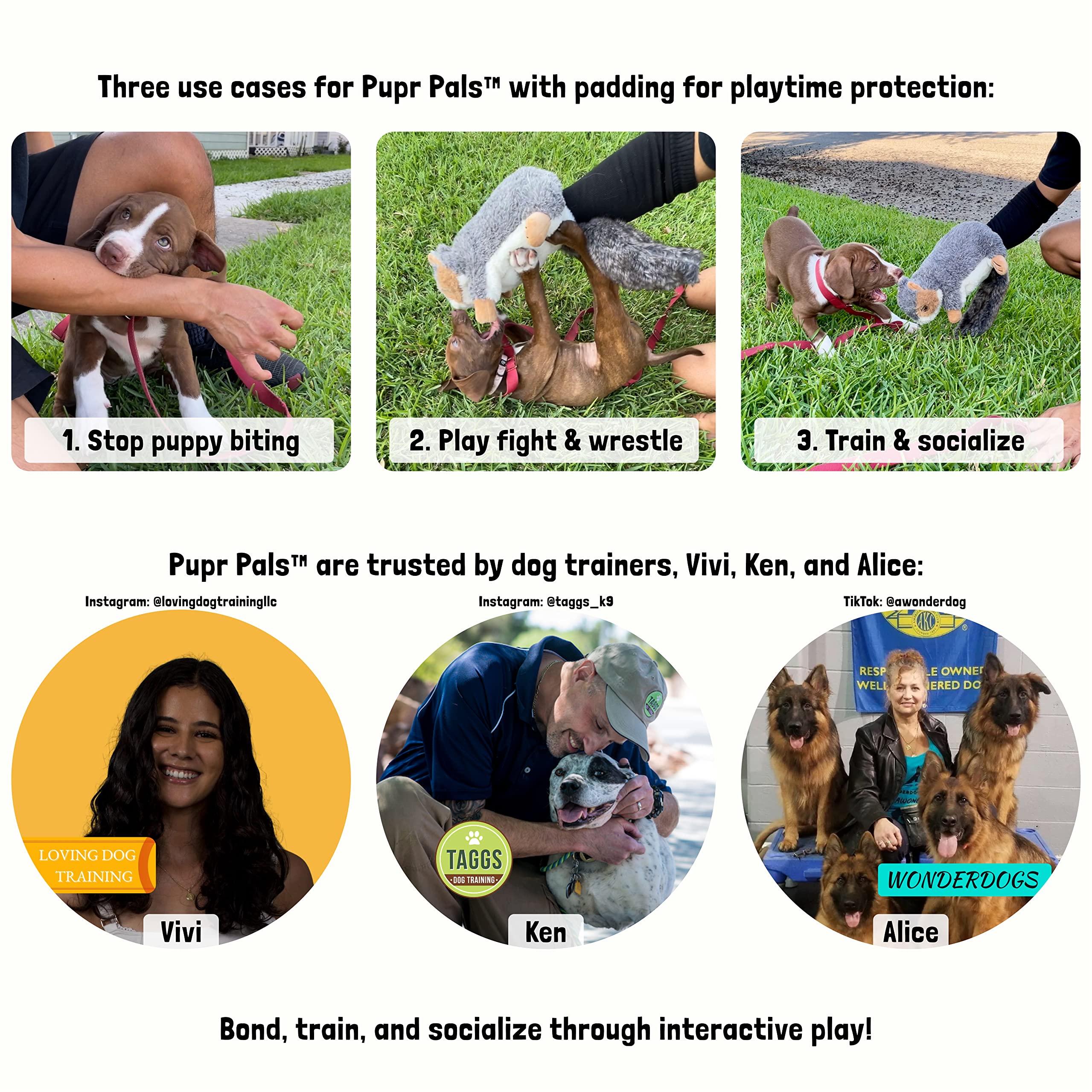 Milunova Pupr Pals Dog Toy Puppet With Tough Padding For Safe Interactive Play, Protection To Stop Puppy Kitten Biting Hands; Fo