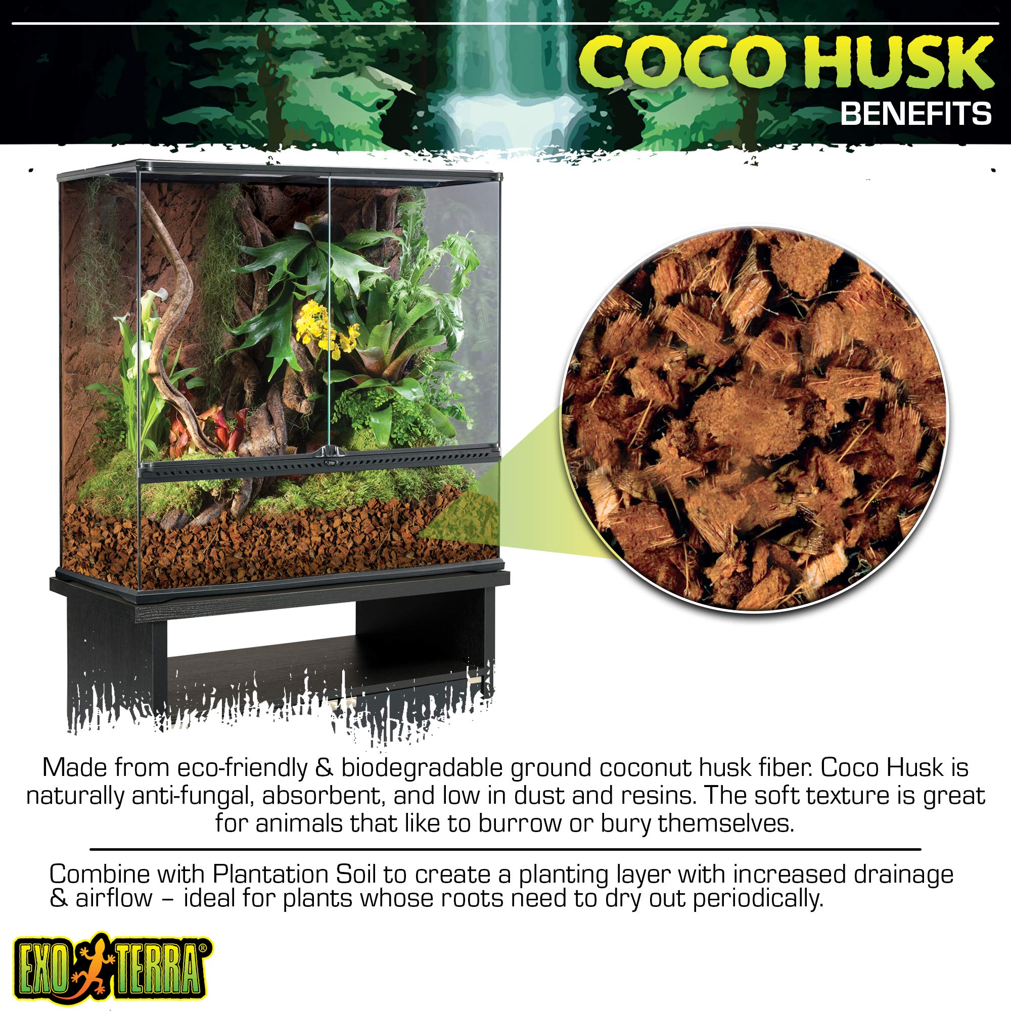 Exo Terra Coco Husk Terrarium Substrate [Set Of 3] Size: 7.2 Quarts