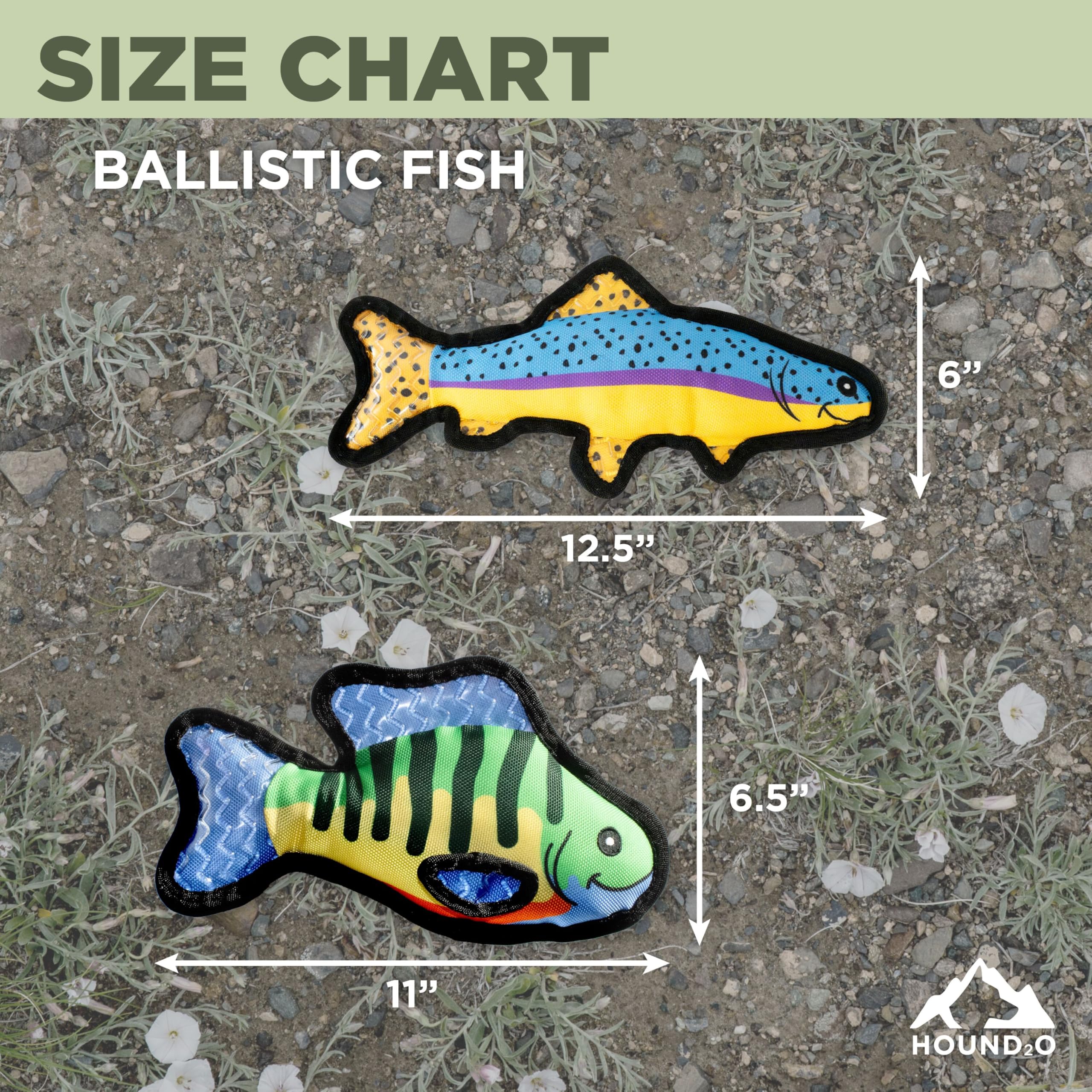 Hound2O Durable Plush Outdoor Toys For Dogs | Squeaky Bluegill & Trout 2-Pack | Value Pack Fishing Themed Dog Toys With Playful