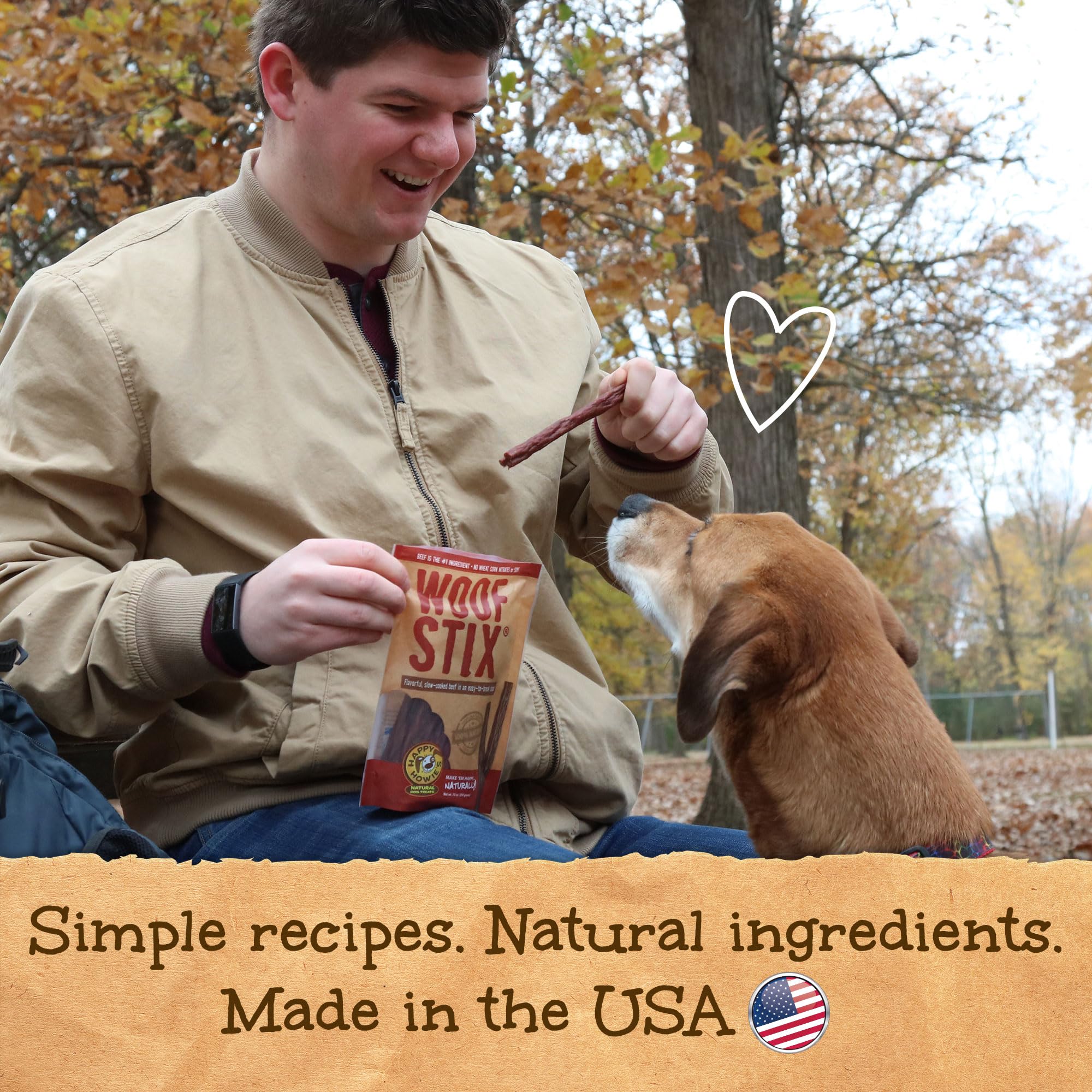 Happy Howies Woof Stix - Healthy Dog Treats, Flavorful Slow Cooked Beef Stick, Natural Ingredients, Hormone Free - Beef, 80 Cou