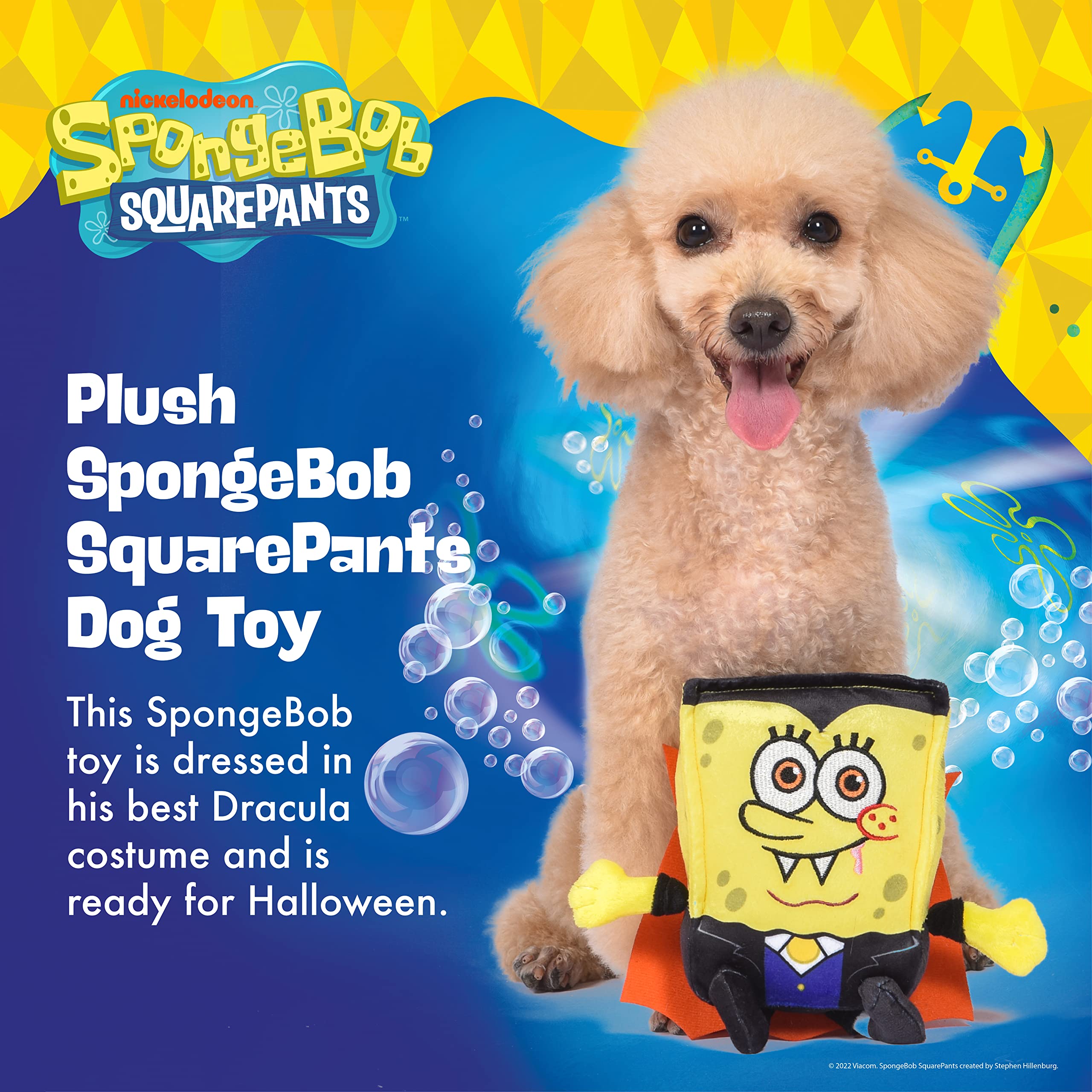 Spongebob Squarepants For Pets 9' Halloween Dracula Plush Squeaker Pet Toy | Soft Spongebob Squeaky Dog Toy | Adorable Halloween Toys For All Dogs, Official Dog Toy Product Of Spongebob For Pets