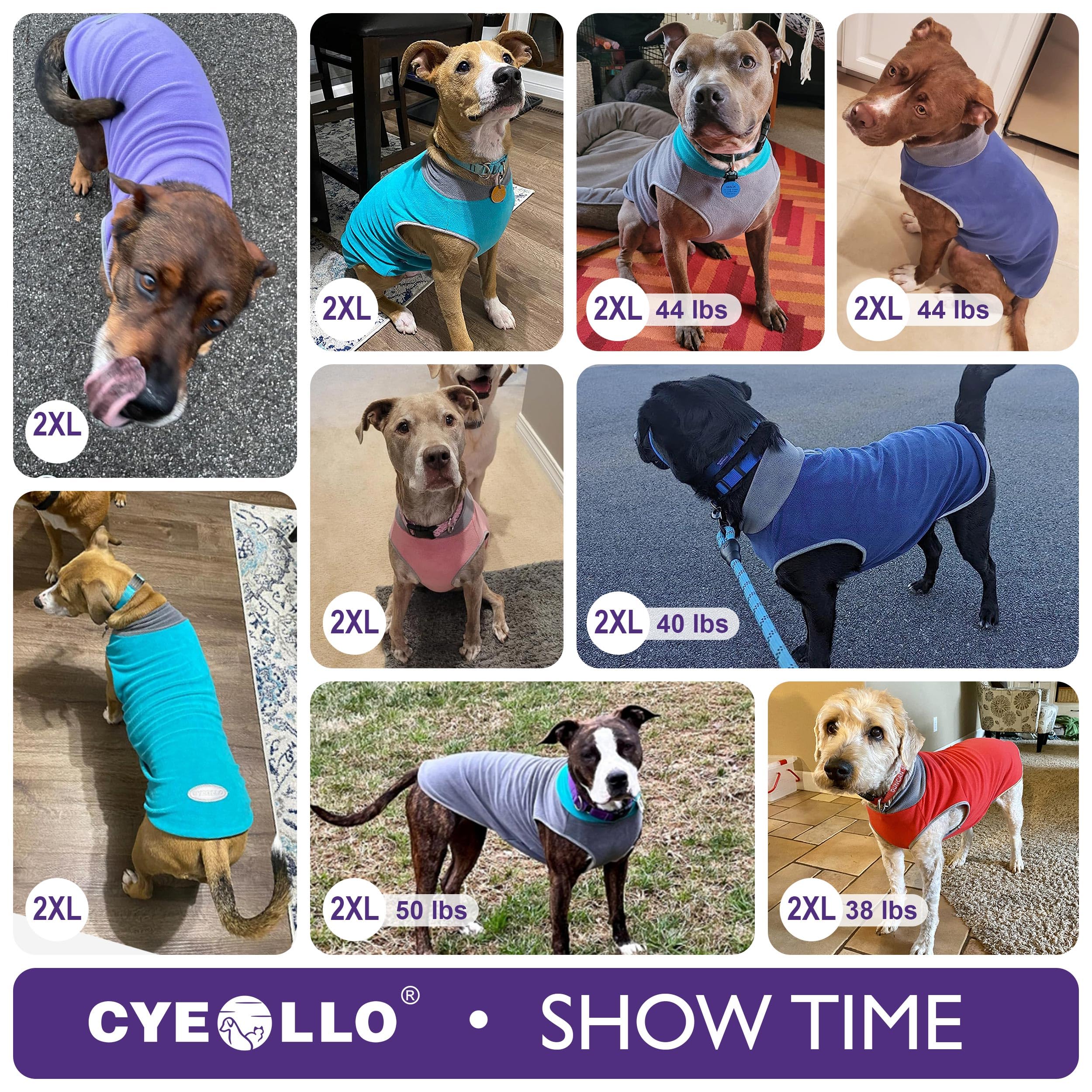 Cyeollo 2 Pack Fleece Dog Sweater Pullover Sweatshirt Reflective Lightweight Dog Clothes For Large Dogs Girl Pet Apparel Purple,