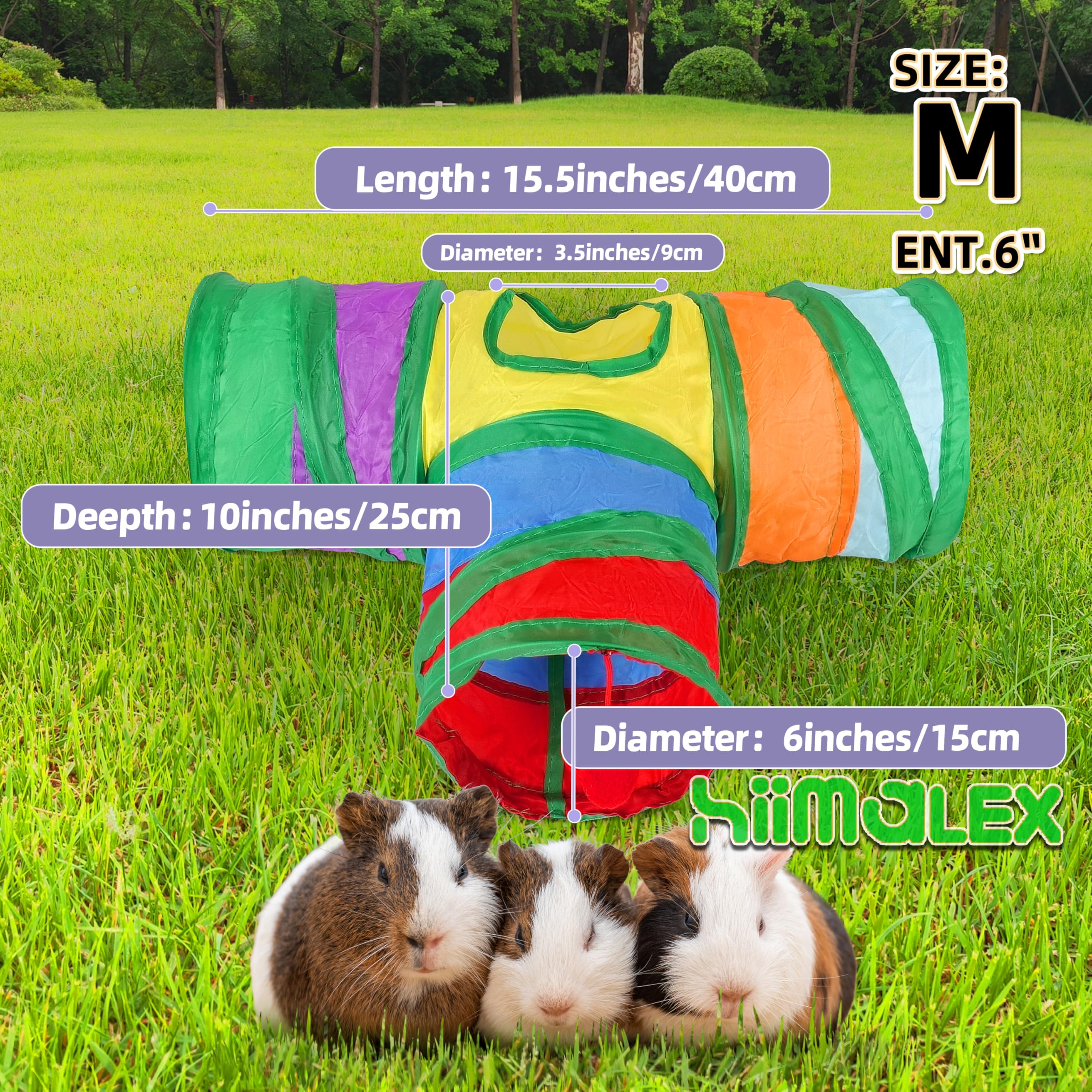 Hiimalex Guinea Pig Tunnel 3-Way Collapsible Tube For Guinea Pigs Ferrets Hedgehogs Chinchillas Hamsters With Interactive Toy Fo