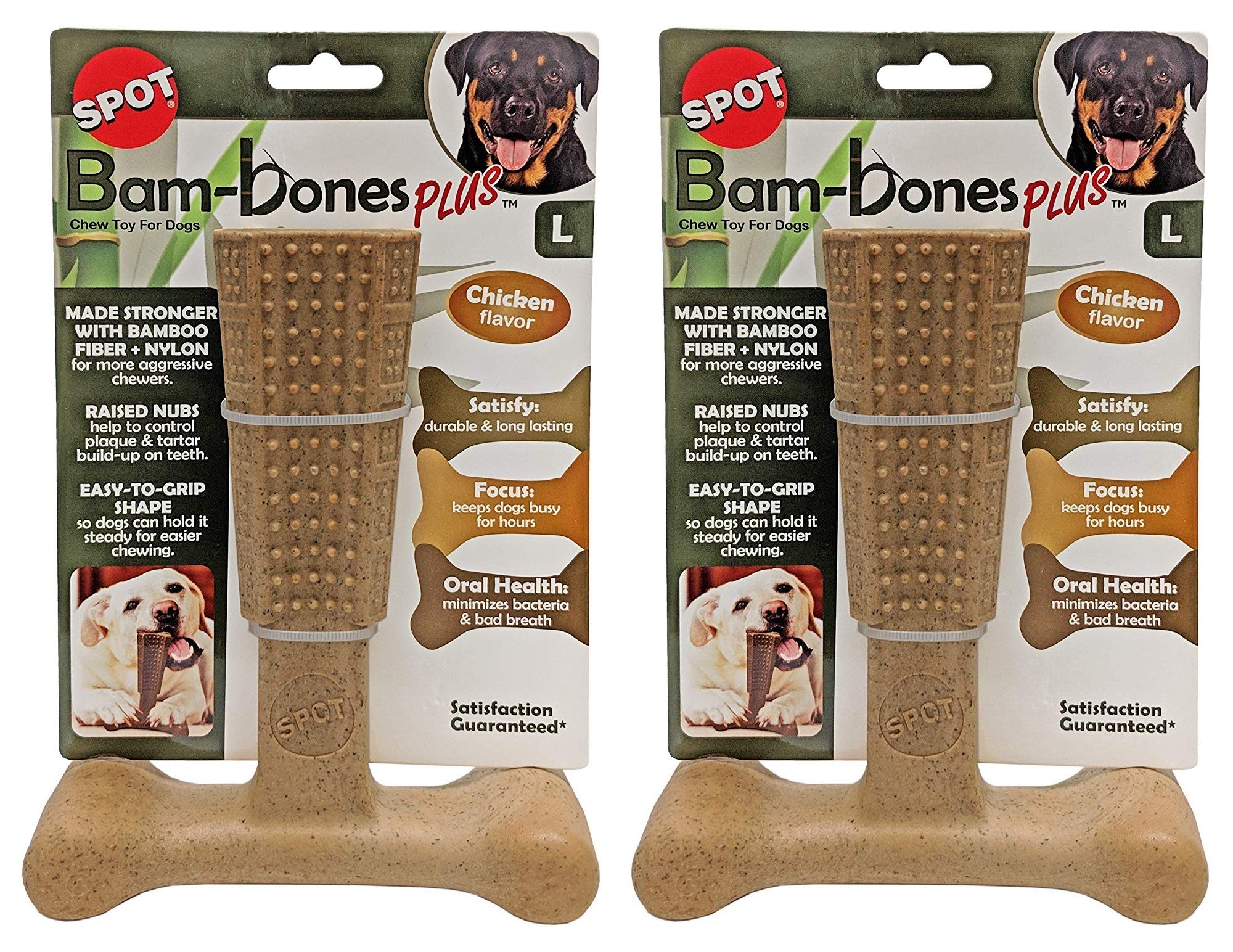 Ethical Pet 2 Pack Of Bambones Plus Dog Chew Toys, Large 7 Inch, Chicken Flavor